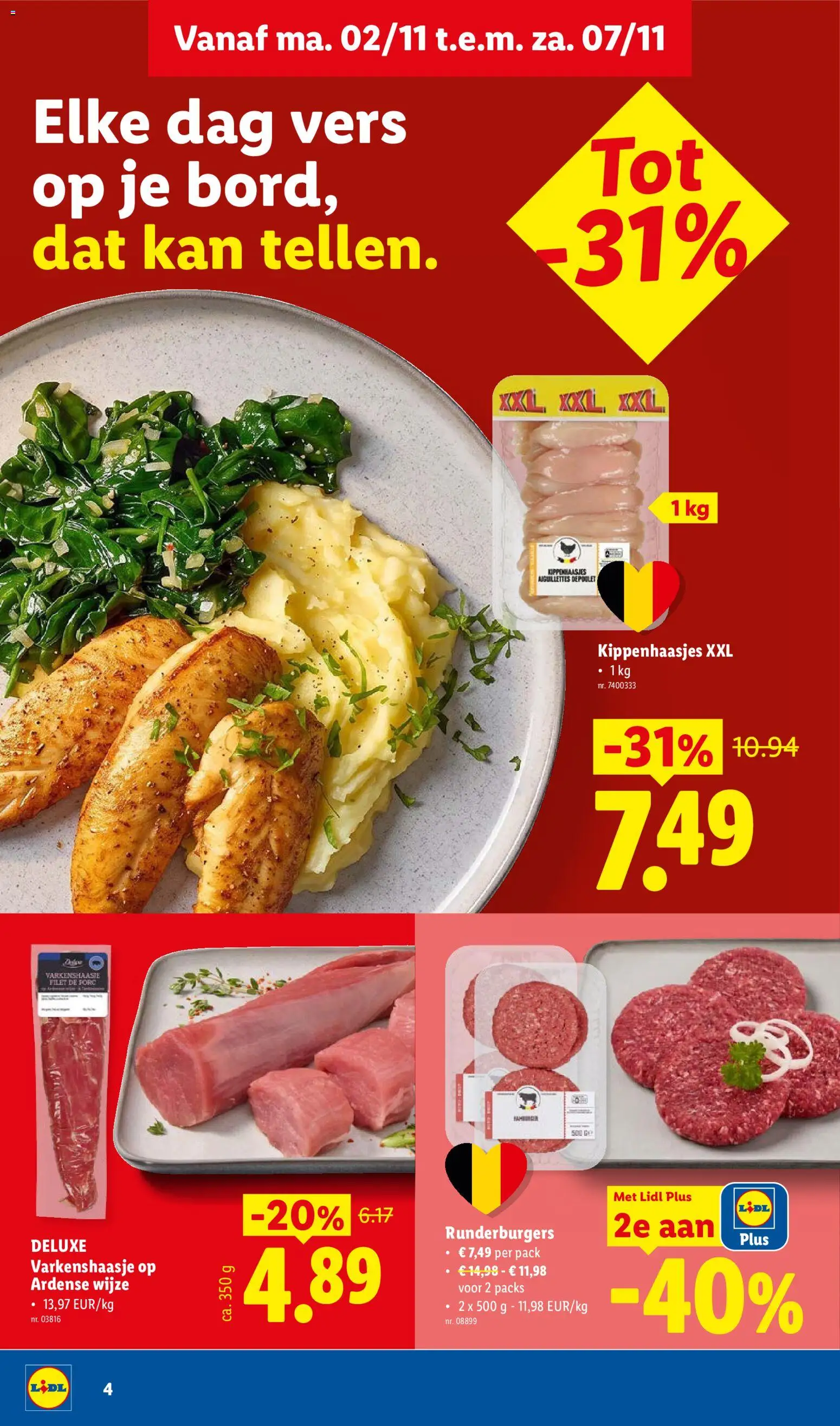 {H1} | Pagina: 4 | Producten: Varkenshaasje, Filet, Kan