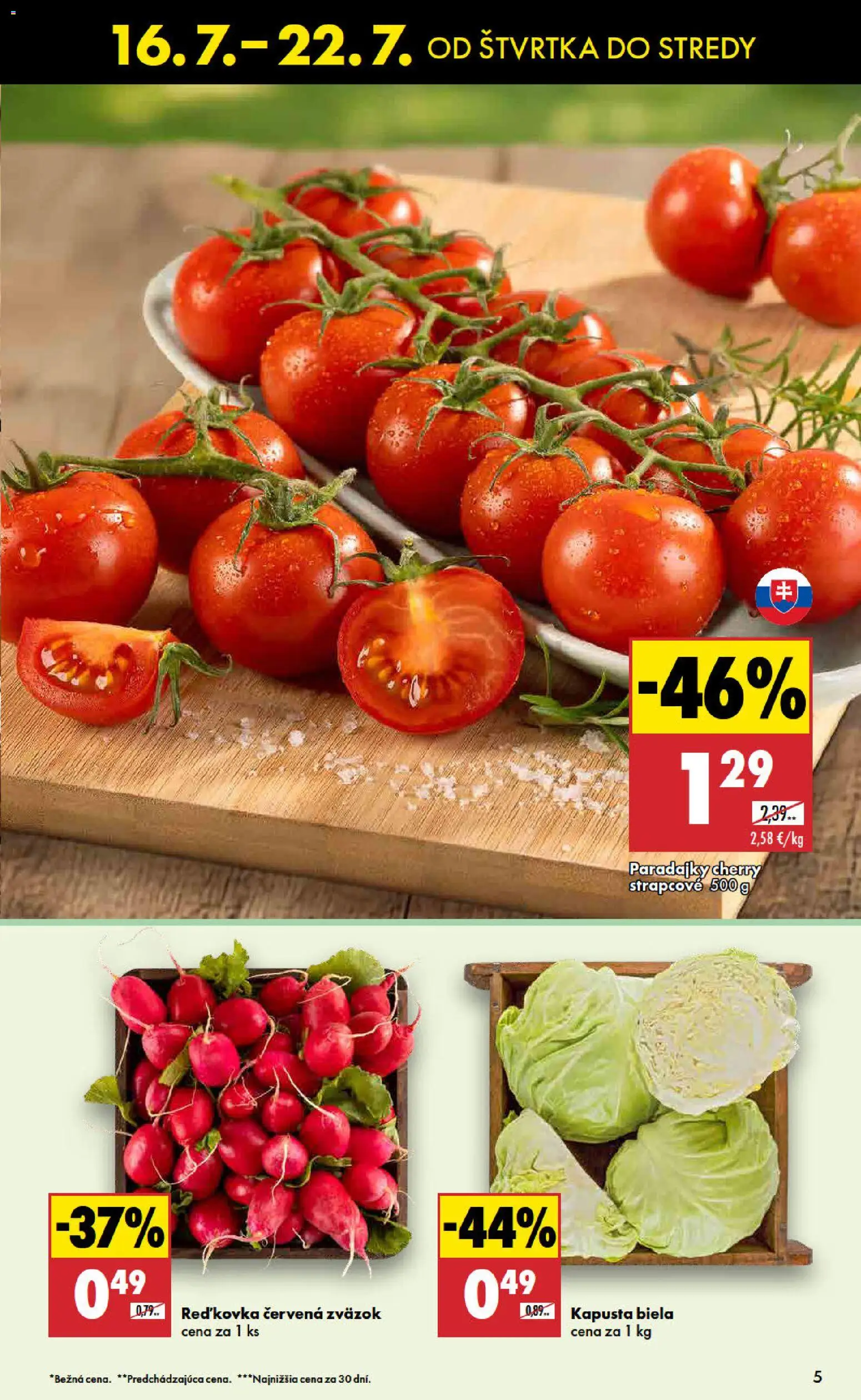 Nové Biedronka akcie – leták je platný od 16.07.2026 | Strana: 5 | Produkty: Kapusta, Paradajky, Kapusta biela