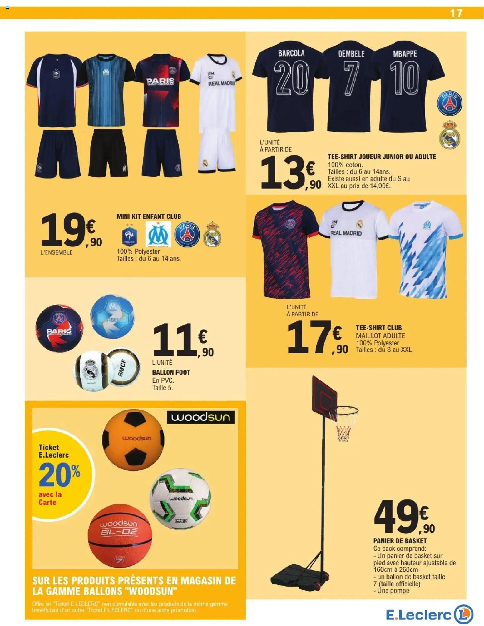{H1} | Page: 17 | Produits: Joueur, Panier, T-shirt