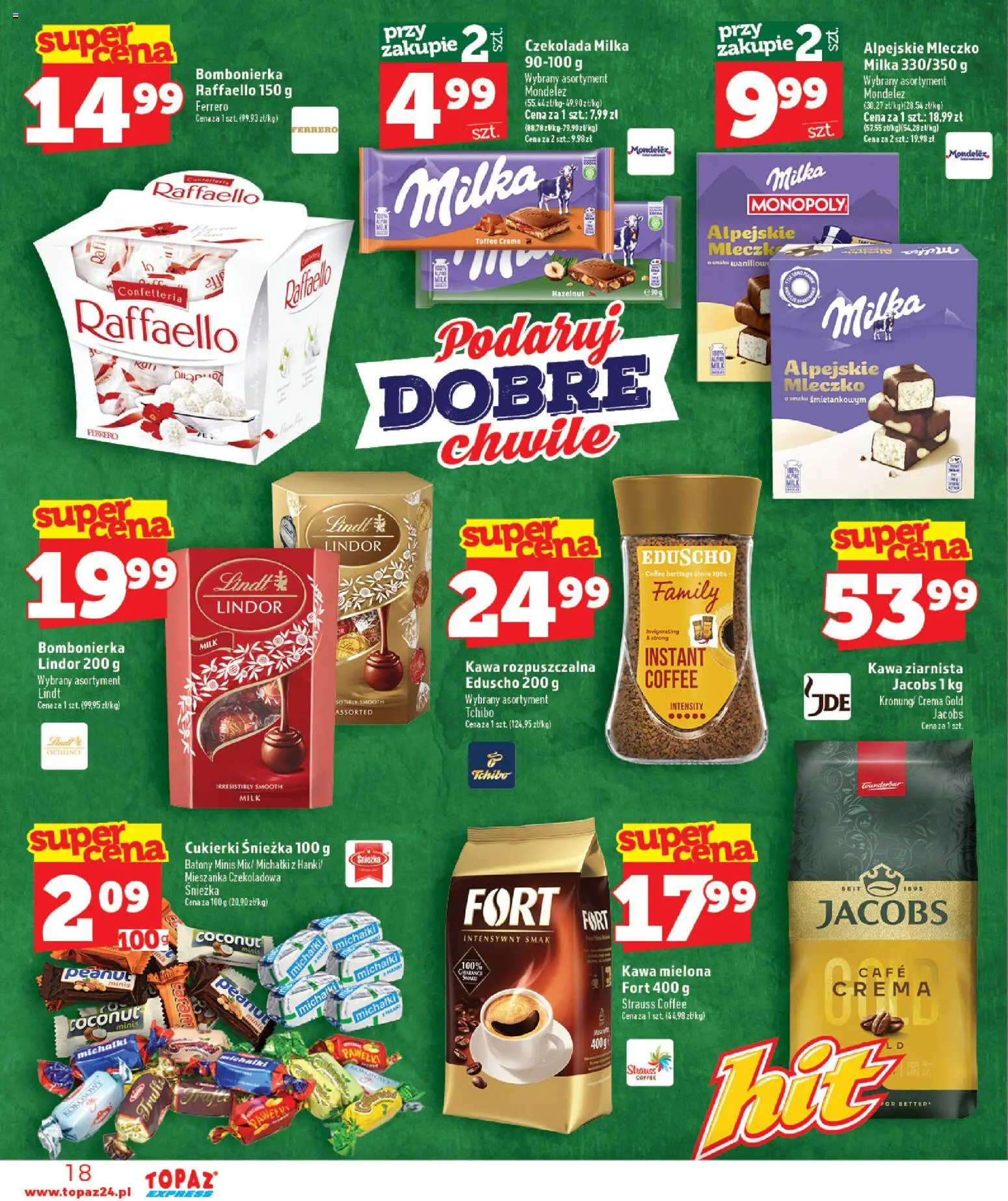 Topaz gazetka - Express od 25.06.2026 | Strona: 18 | Produkty: Kawa ziarnista, Czekolada milka, Milka, Kawa