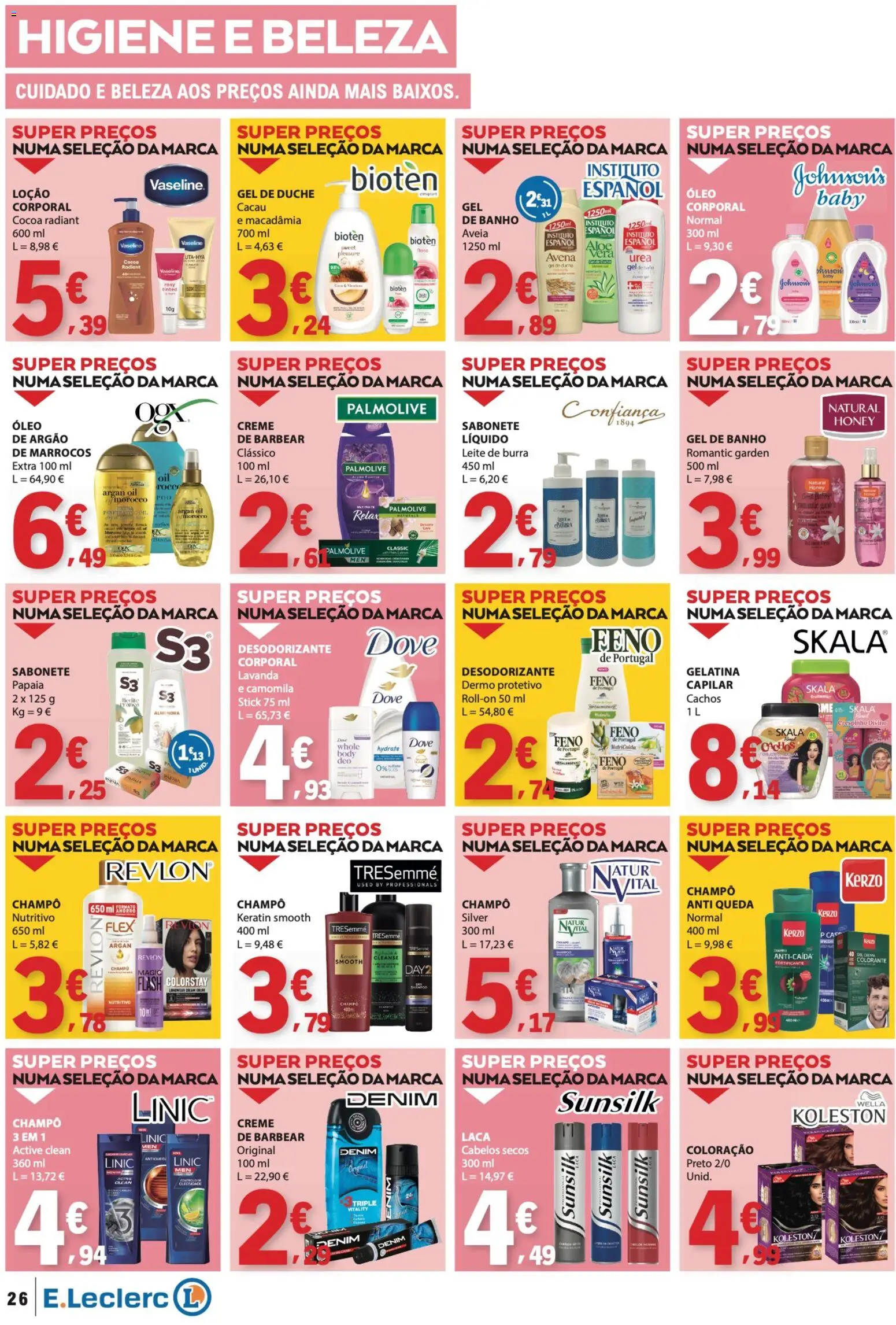 E.Leclerc folheto │ válido de 17/09/2026 | Página: 26 | Produtos: Champô, Gel de banho, Óleo, Creme