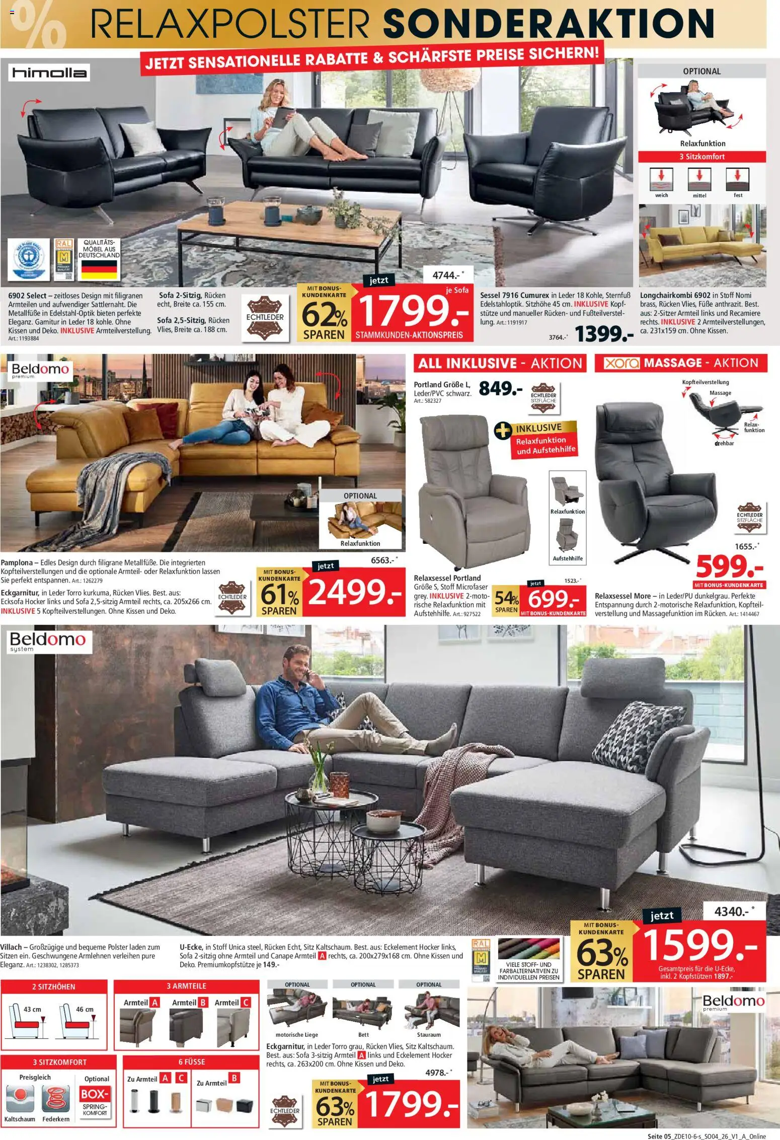 Zurbrüggen Prospekt – gültig ab 31.10.2026 | Seite: 5 | Produkte: Relaxsessel, Bett, Sofa, Sessel