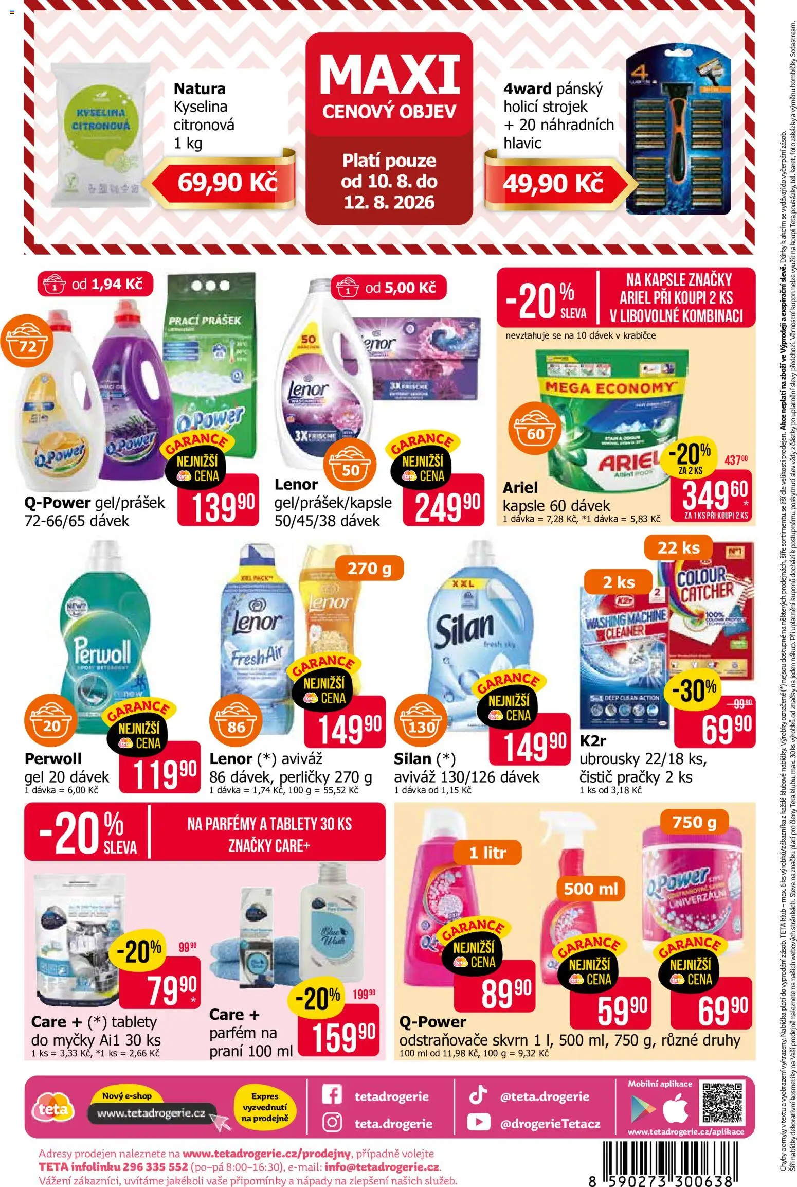 TETA Drogerie leták od 30.07.2026 | Strana: 14 | Produkty: Ubrousky, Pračky, Holicí strojek, Prací Prášek