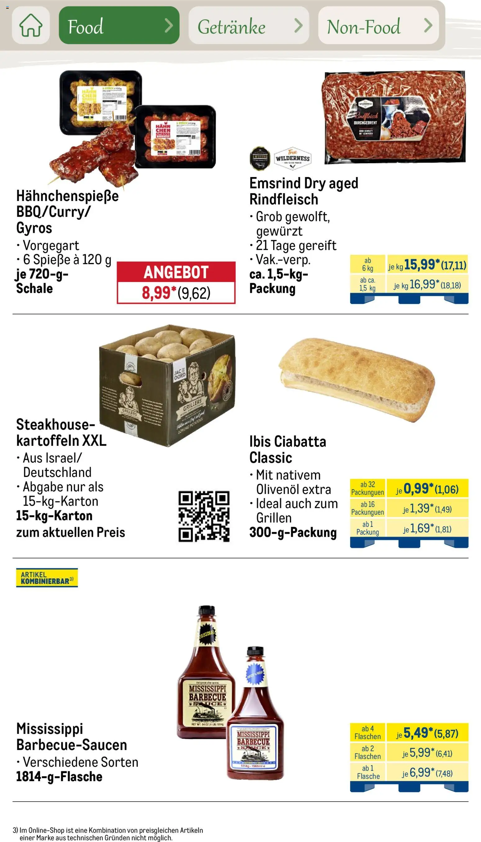 Metro Saisonkatalog Outdoor Dining – gültig ab 01.06.2026 | Seite: 6 | Produkte: Olivenol, Spieße, Kartoffeln, Rindfleisch