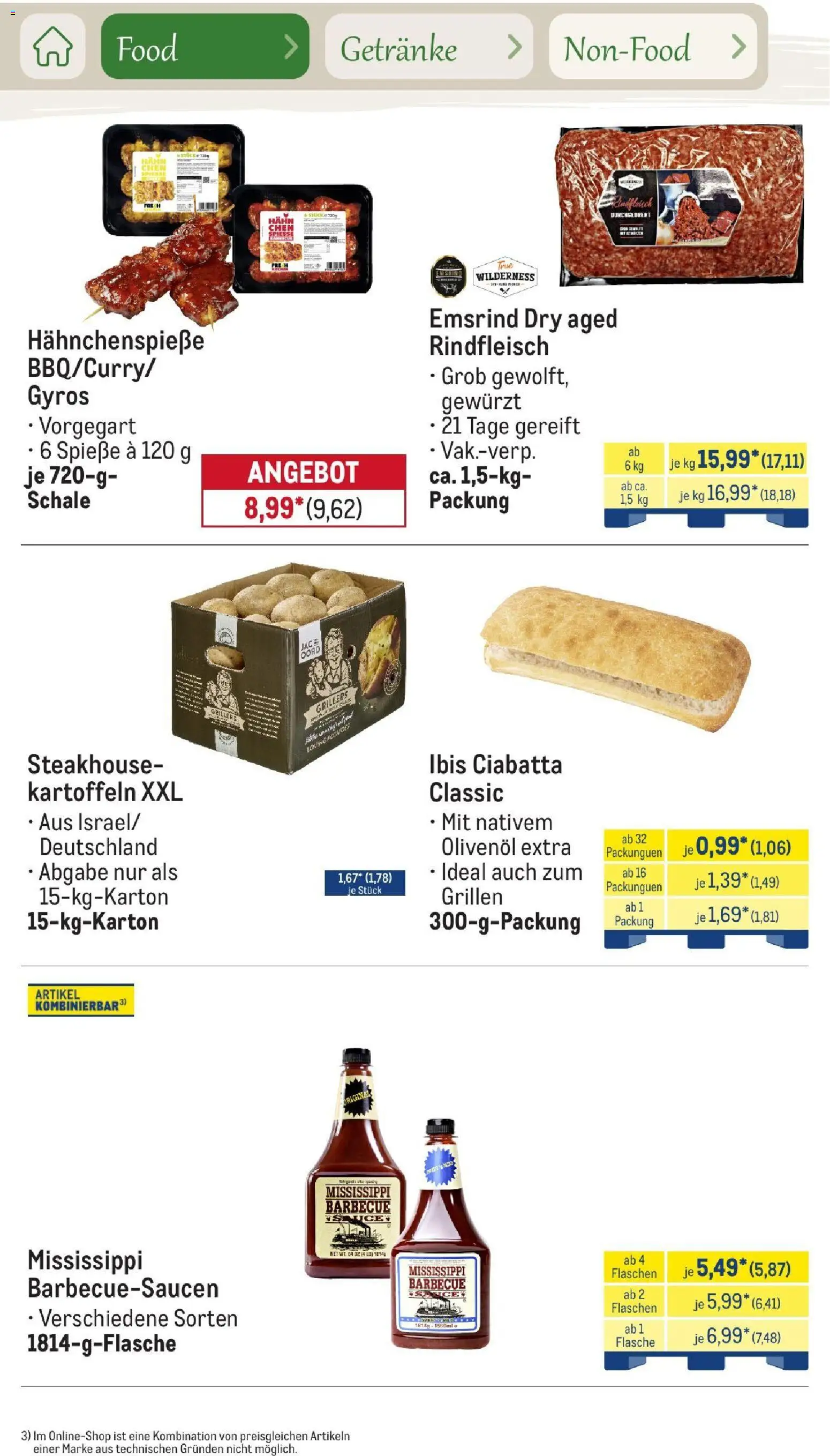 Metro Saisonkatalog Outdoor Dining – gültig ab 01.06.2026 | Seite: 6 | Produkte: Olivenol, Spieße, Gyros, Rindfleisch