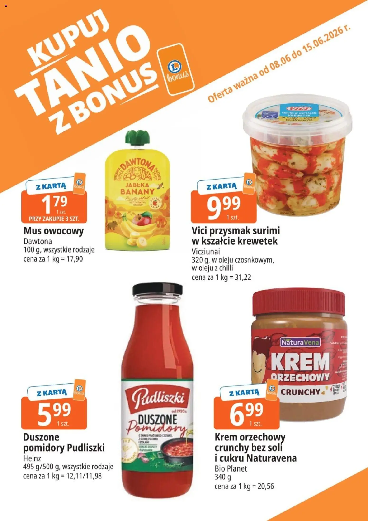 E.Leclerc gazetka - Kupony dodatkowe od 08.06.2026 | Strona: 10 | Produkty: Krem orzechowy, Surimi, Banany, Krem