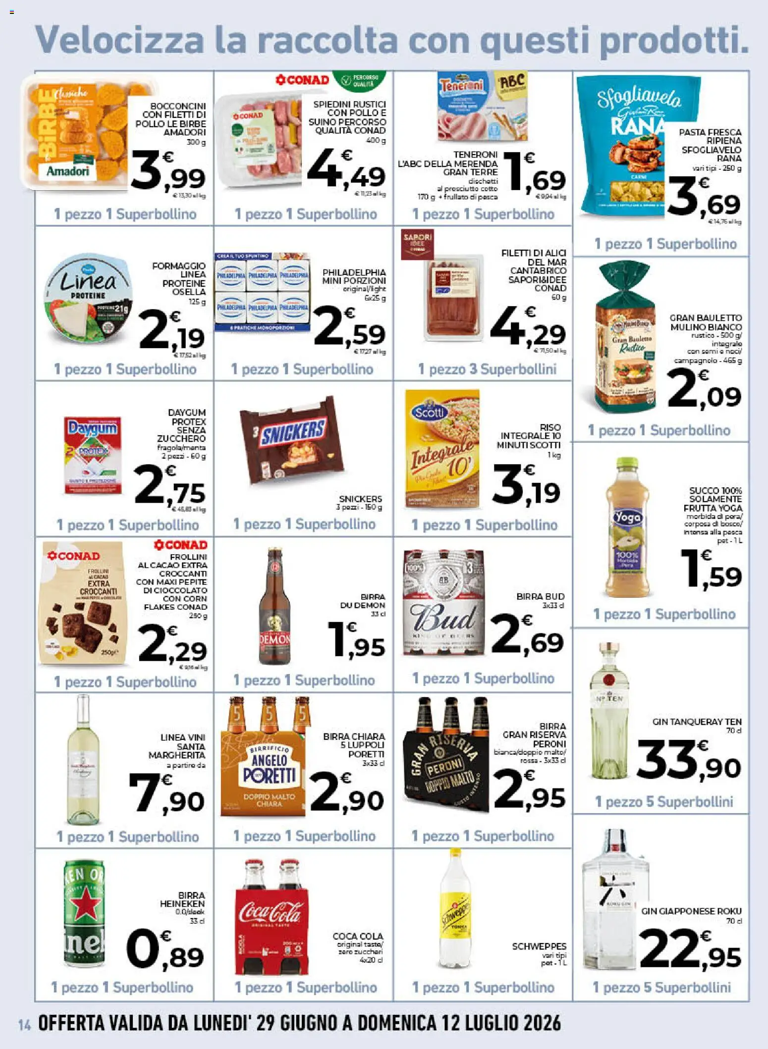 Volantino Conad del 01/07/2026 | Pagina: 14 | Prodotti: Prosciutto Cotto, Pasta, Noci, Alici