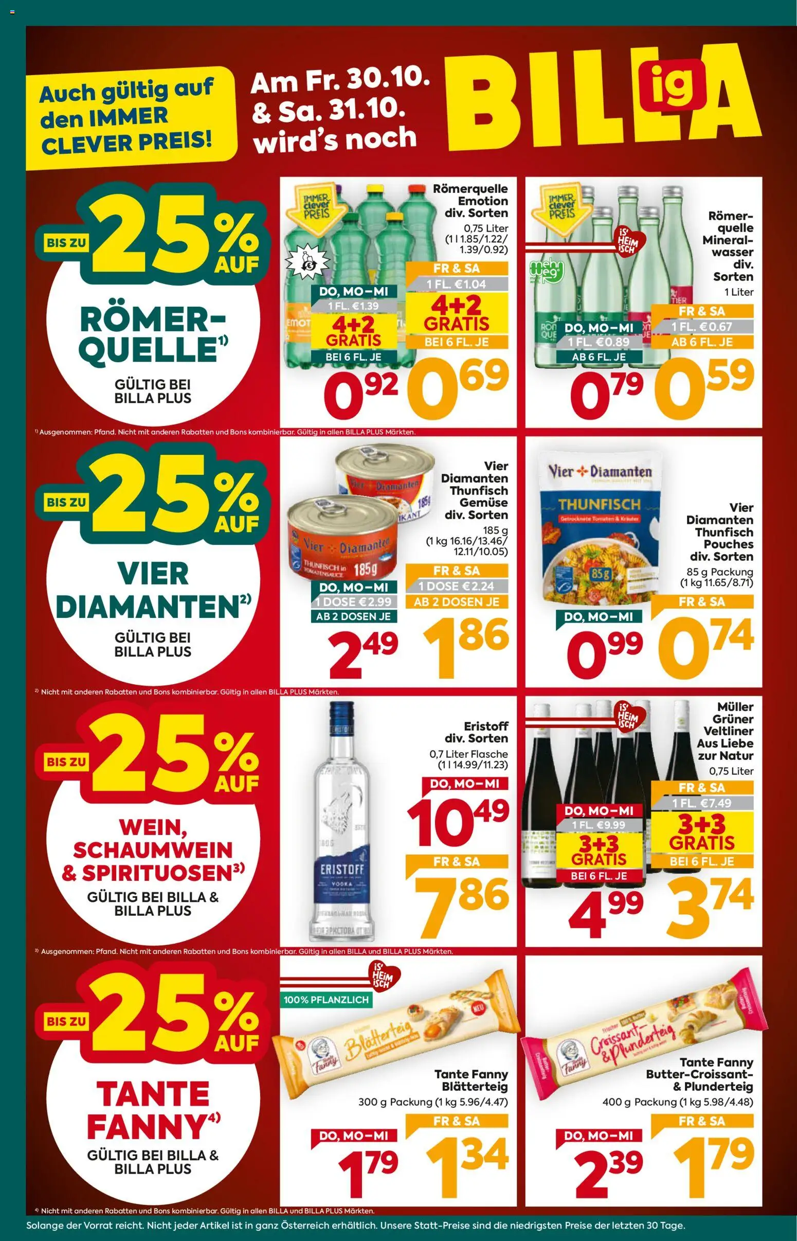 Billa Plus Flugblatt gültig ab 29.10.2026 | Seite: 2 | Produkte: Wasser, Gemüse, Tomaten