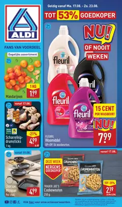 Scharrelkip-drumsticks, 1 kg. - Voorbeeld van een folder van Aldi, geldig van 17-08-2026 | Pagina: 1 | Producten: Pan, Mandarijnen, Drumsticks, Cashewnoten