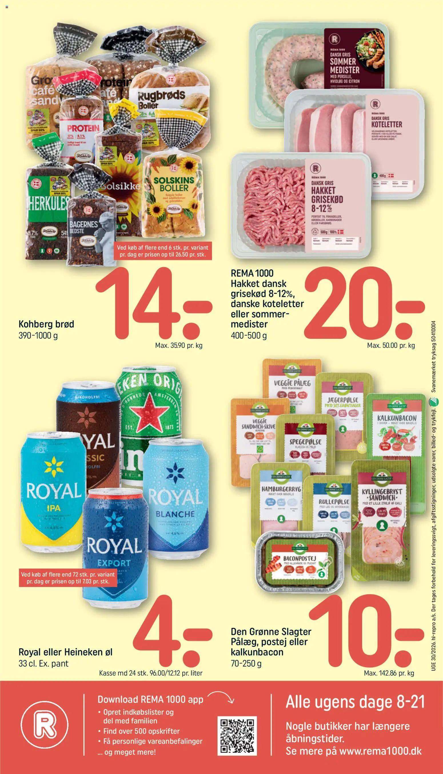 Rema 1000 tilbudsavis – gyldig fra 19/07/2026 | Side: 22 | Produkter: Brød, Koteletter, Hvidløg, Hamburgerryg