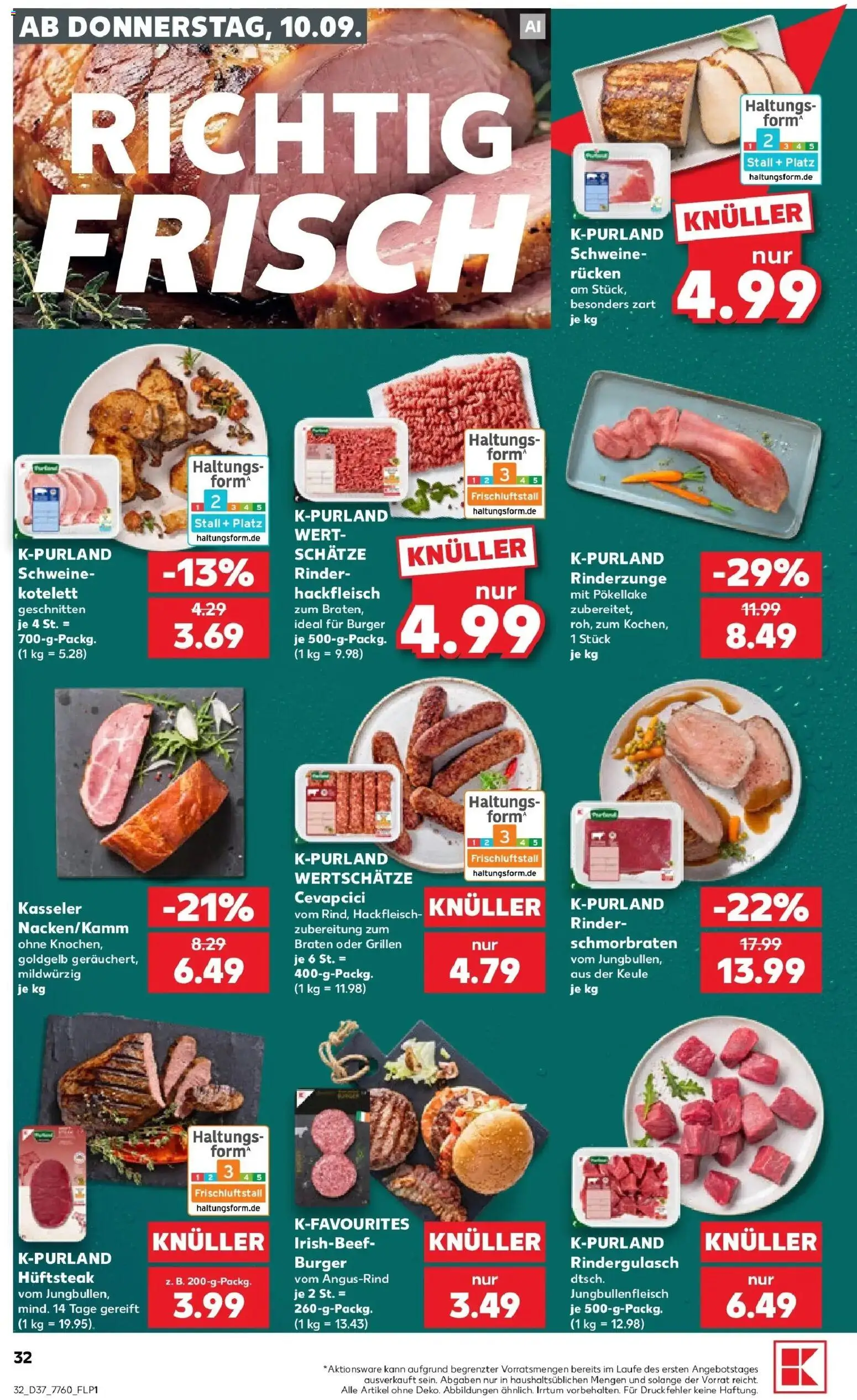 Prospekt Kaufland ab 07.09.2026 » Angebote Online zum Blättern | Seite: 41 | Produkte: Rindergulasch, Cevapcici, Burger, Hackfleisch