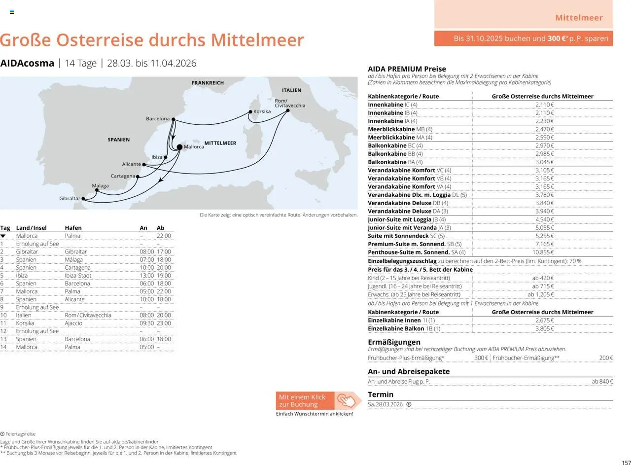 Aida Sommer 2026 – gültig ab 01.03.2026 | Seite: 157 | Produkte: Bett