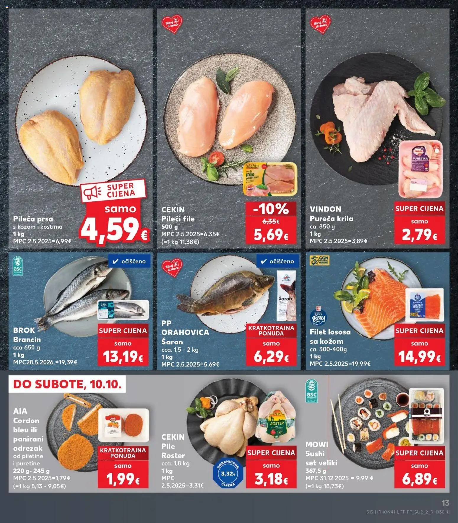 Kaufland katalog | vrijedi od 07.10.2026 | Stranica: 13 | Proizvodi: Puretina, File, Šaran, Pileća prsa