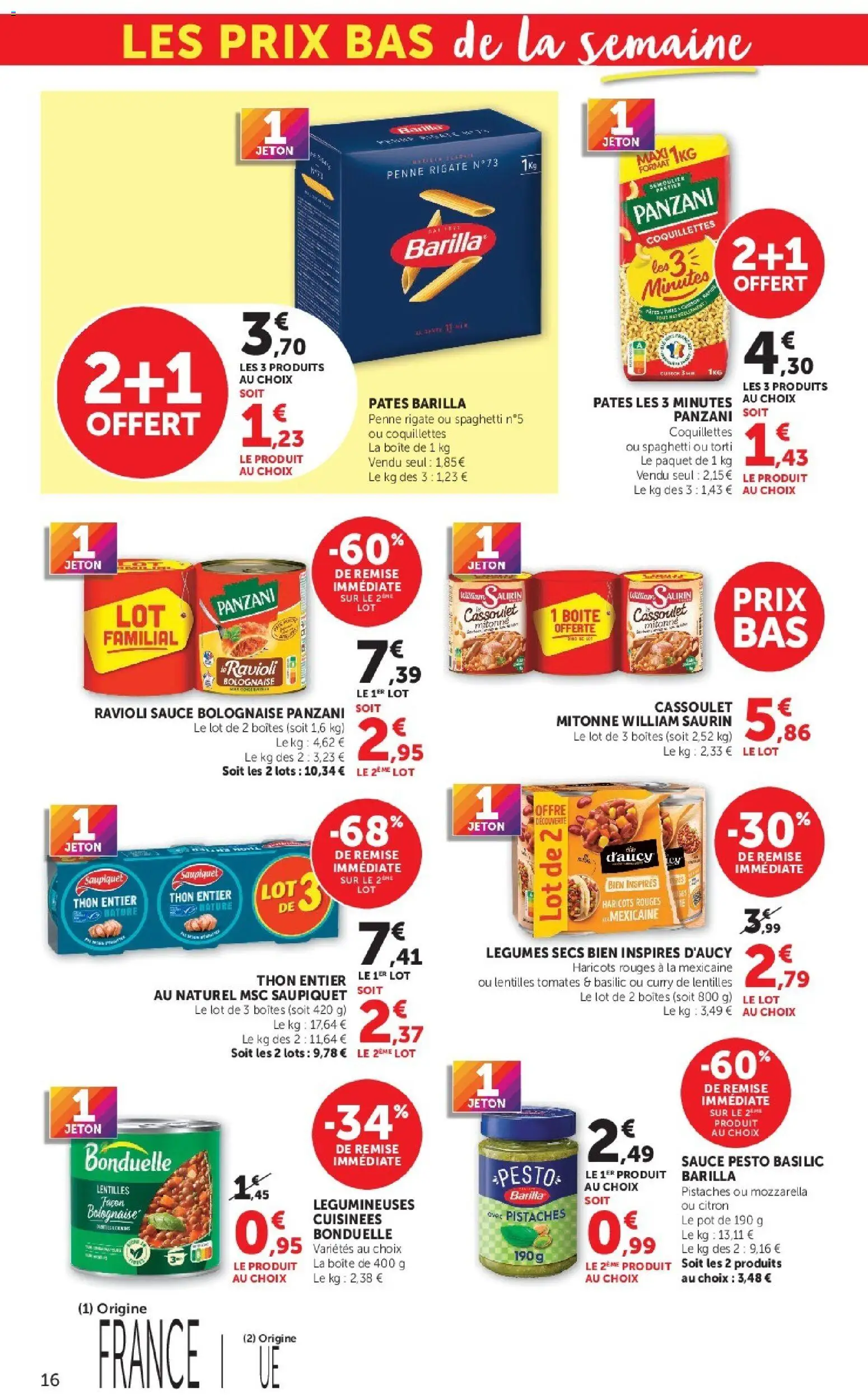 {H1} | Page: 16 | Produits: Lentilles, Tomates, Haricots, Coquillettes