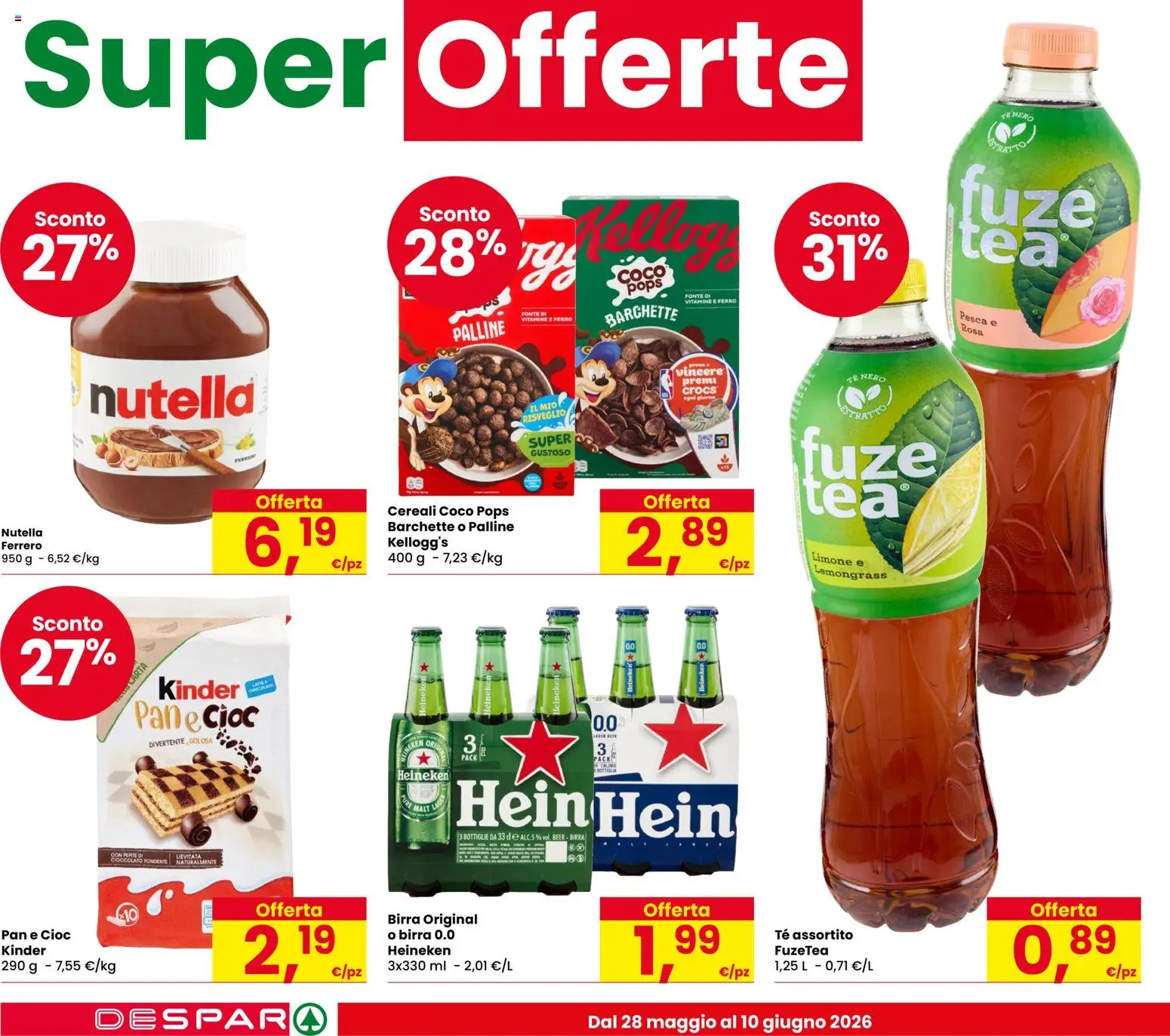Volantino Despar del 28/05/2026 | Pagina: 6 | Prodotti: Tè, Cereali, Limone, Heineken