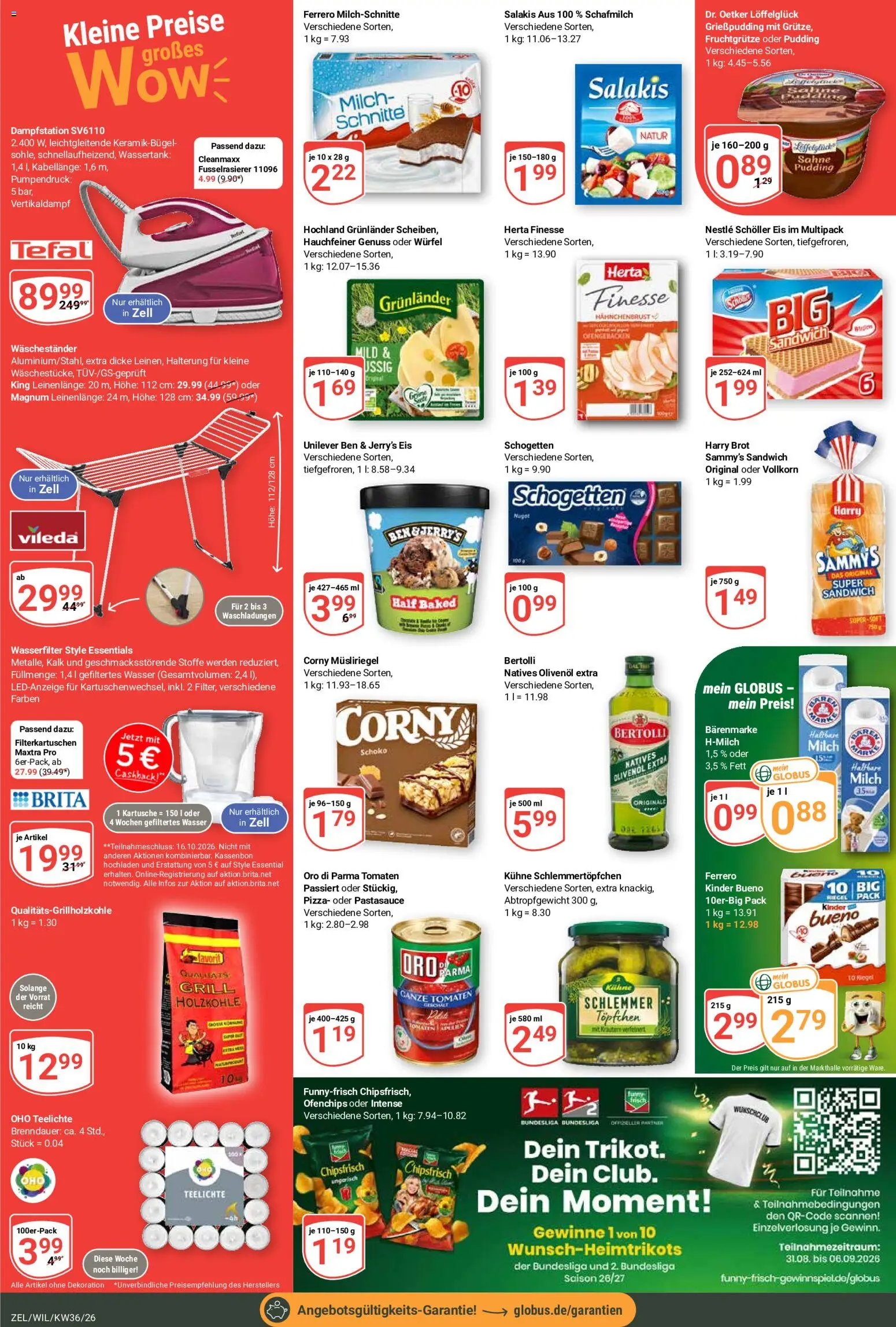 Globus Prospekt Zell – gültig ab 31.08.2026 | Seite: 4 | Produkte: Pudding, Kalk, Schogetten, Ferrero milchschnitte