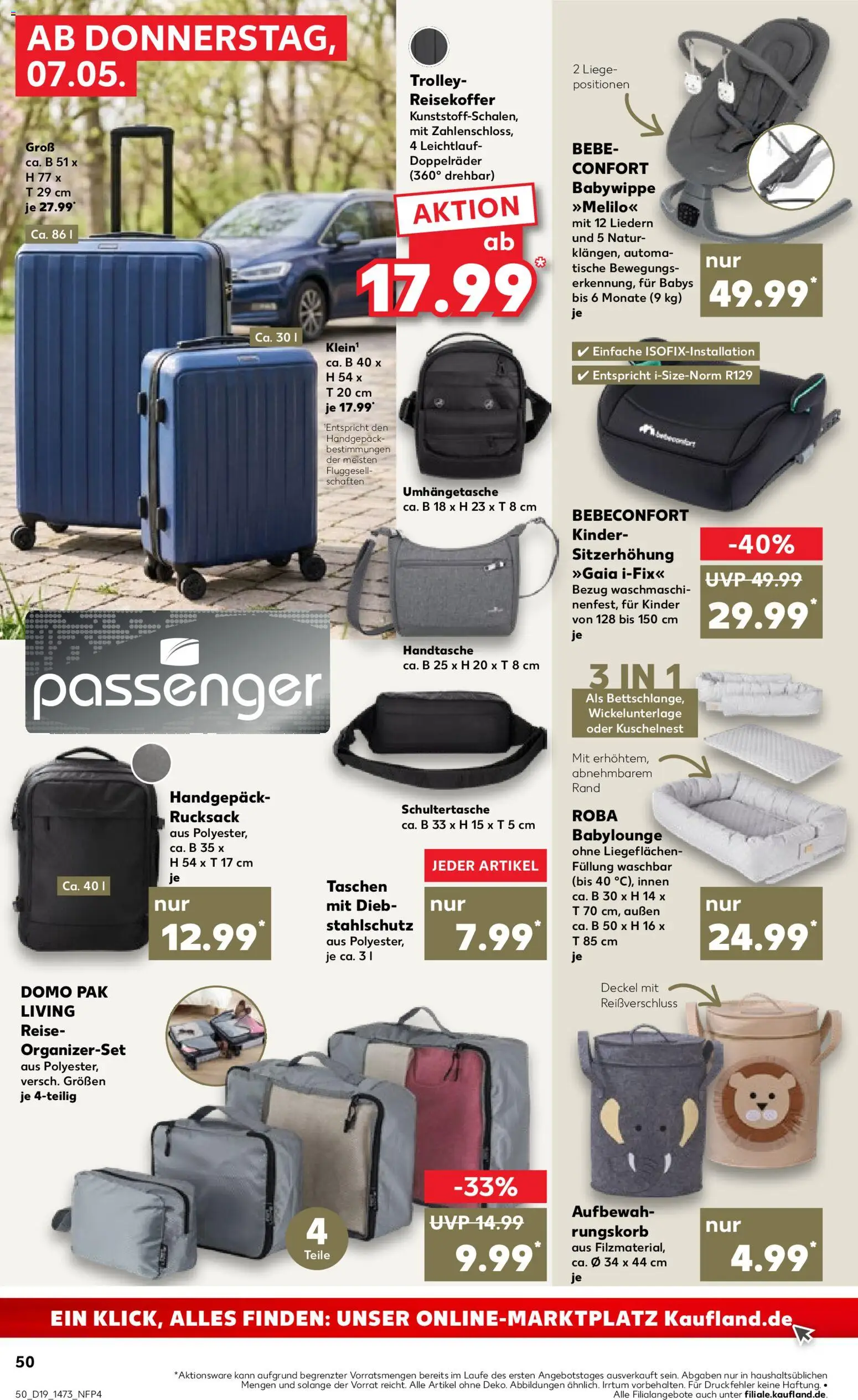 Kaufland Prospekt Frankfurt (Oder)	 – gültig ab 07.05.2026 | Seite: 50 | Produkte: Liege, Handtasche, Rucksack