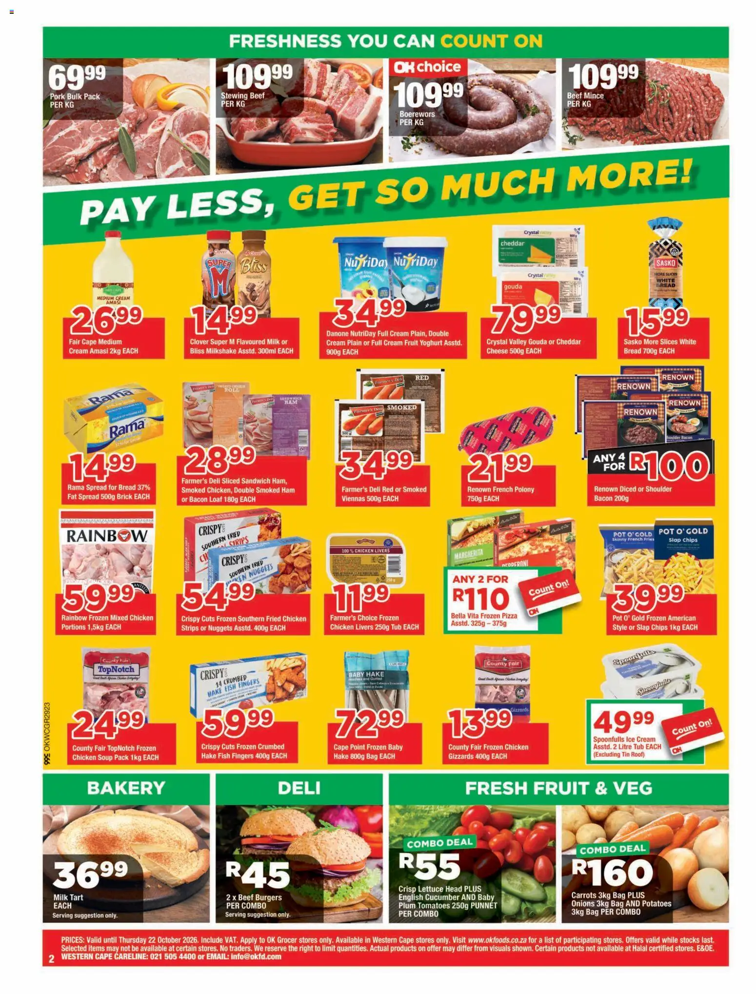 New OK Foods catalogue – valid from 14/10/2026 | Page: 2 | Products: Spread, Frozen chicken, Bread, Fruit