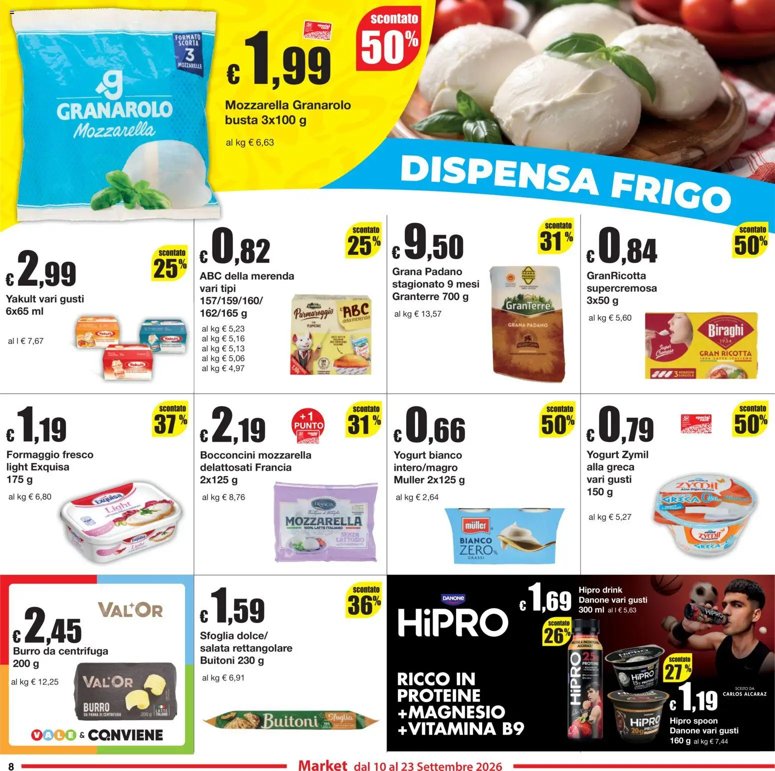 Volantino Sì con Te del 10/09/2026 | Pagina: 8 | Prodotti: Mozzarella, Latte, Burro, Grana Padano