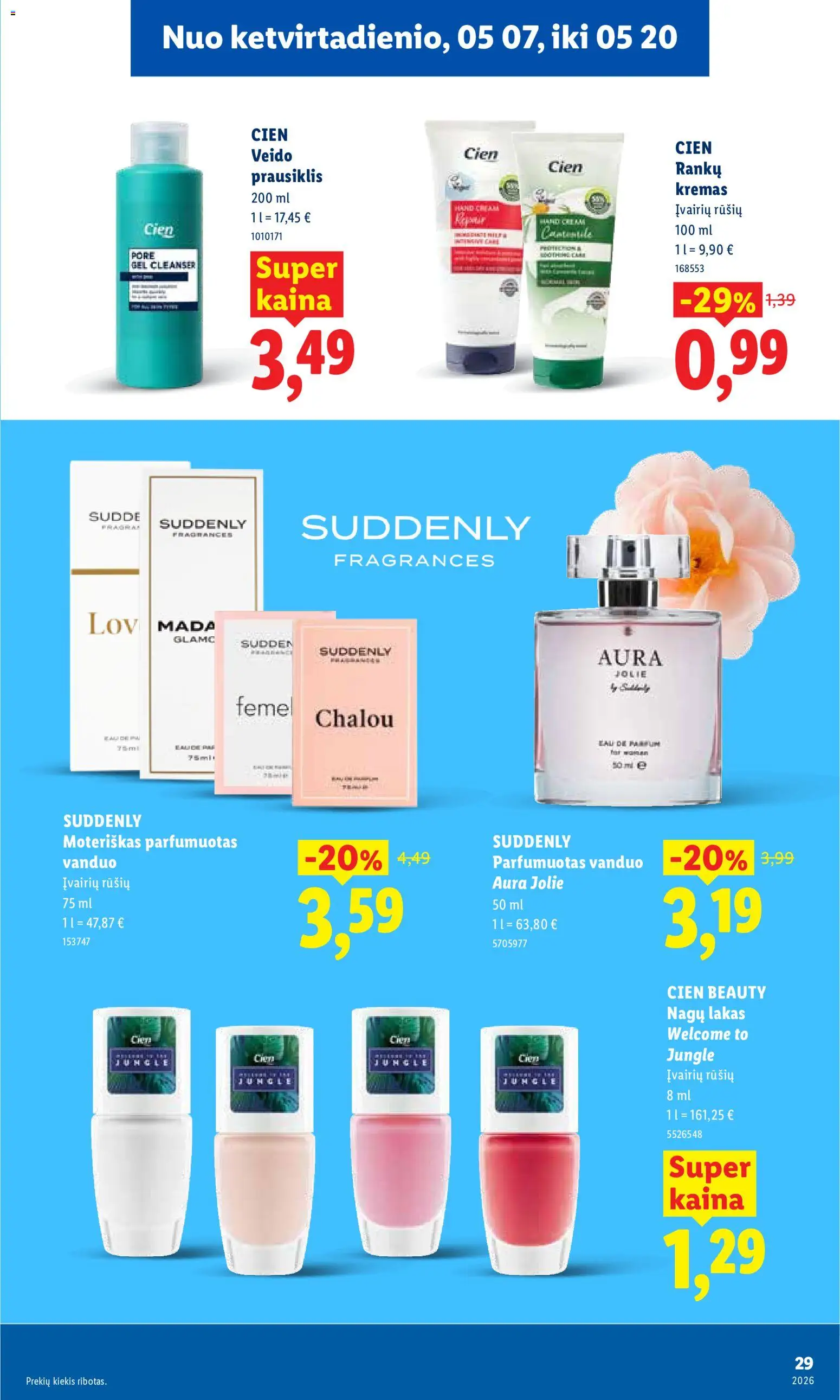 LIDL akcijos nuo 11.05.2026 | Puslapis: 29 | Prekių: Parfumuotas vanduo, Kremas, Prausiklis