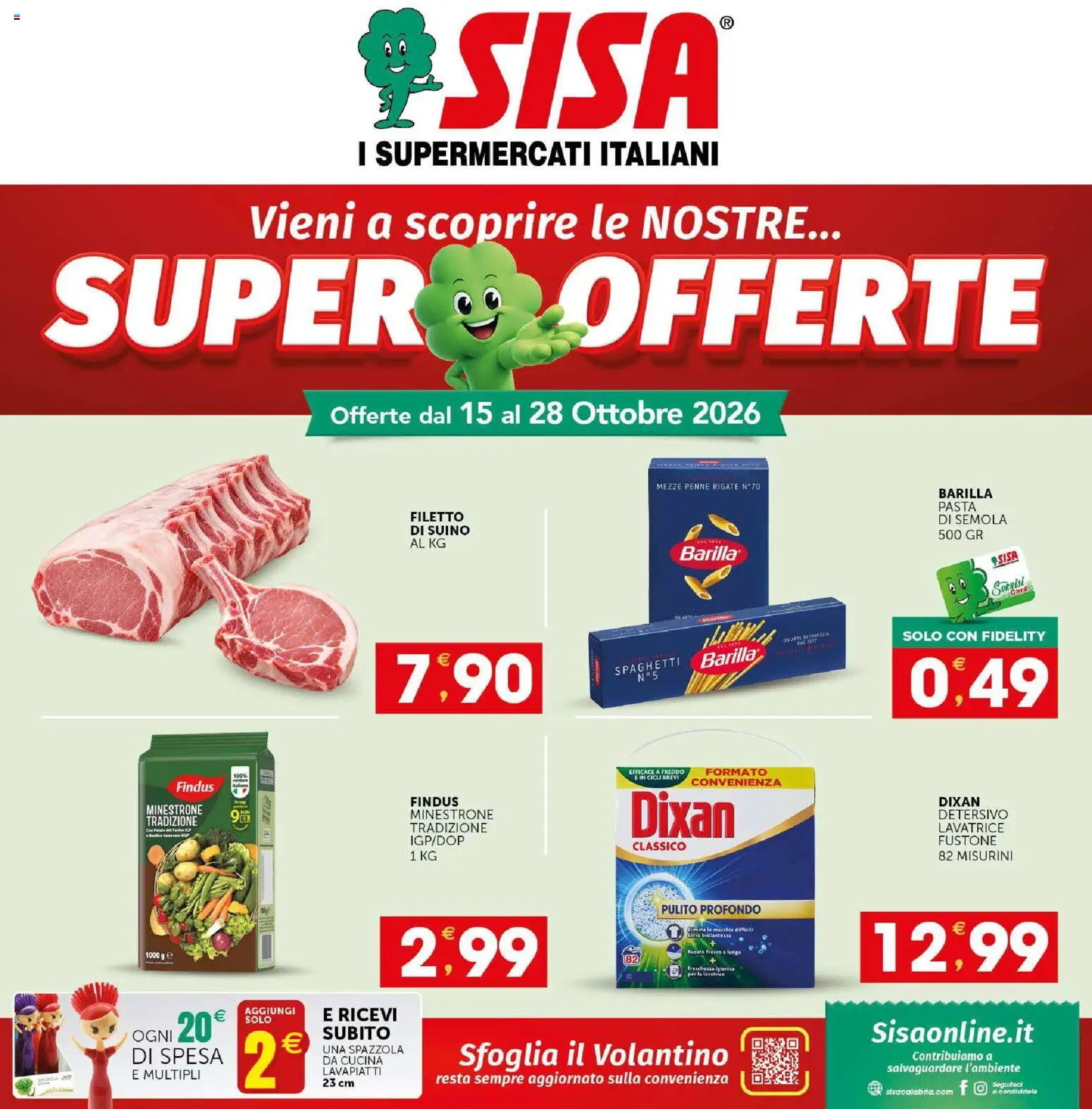 Volantino SISA del 15/10/2026 | Pagina: 1 | Prodotti: Filetto, Suino, Penne, Spaghetti
