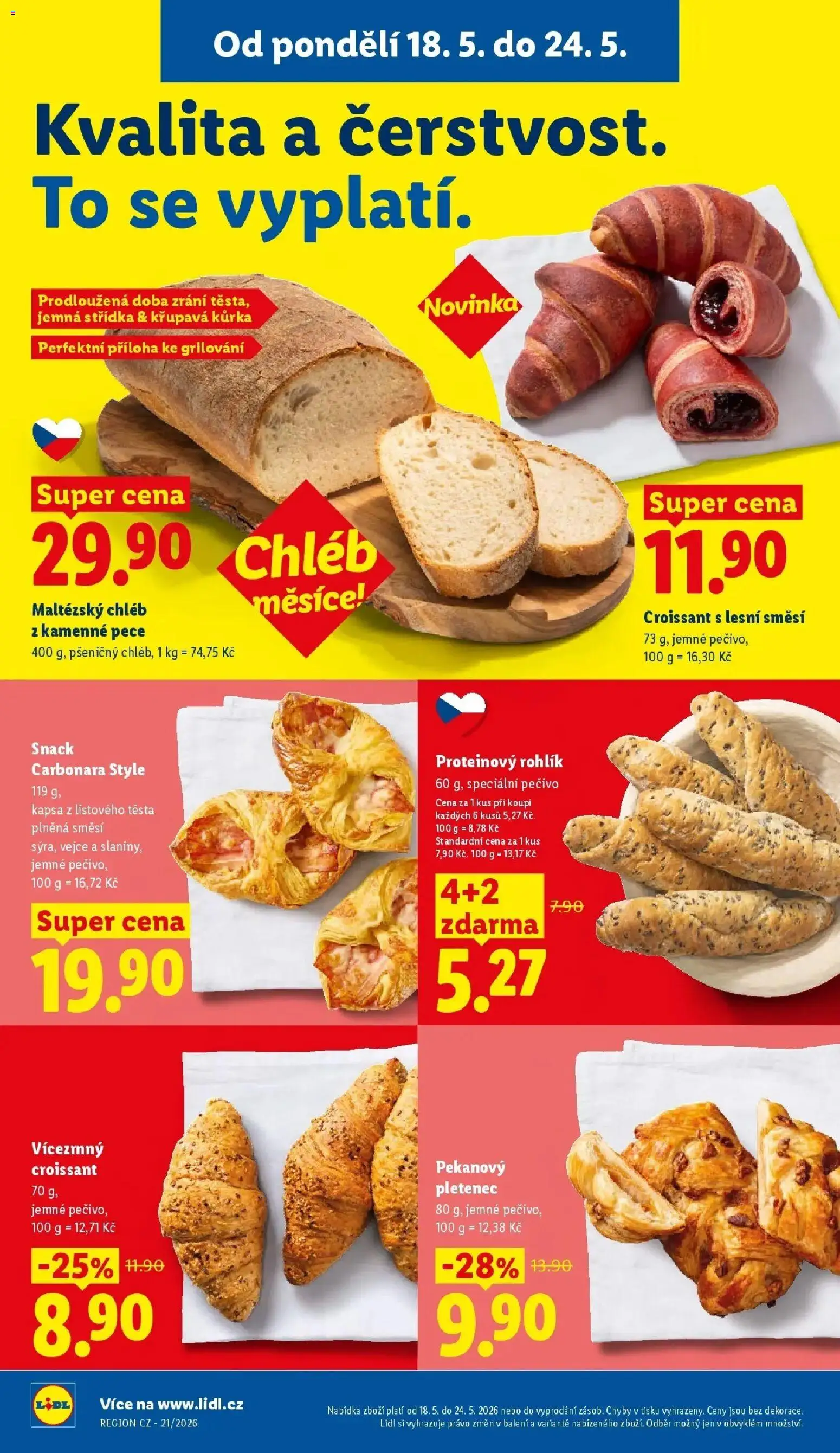 Lidl aktuální leták od 18.05.2026 | Strana: 12 | Produkty: Vejce, Chléb, Rohlík, Pečivo