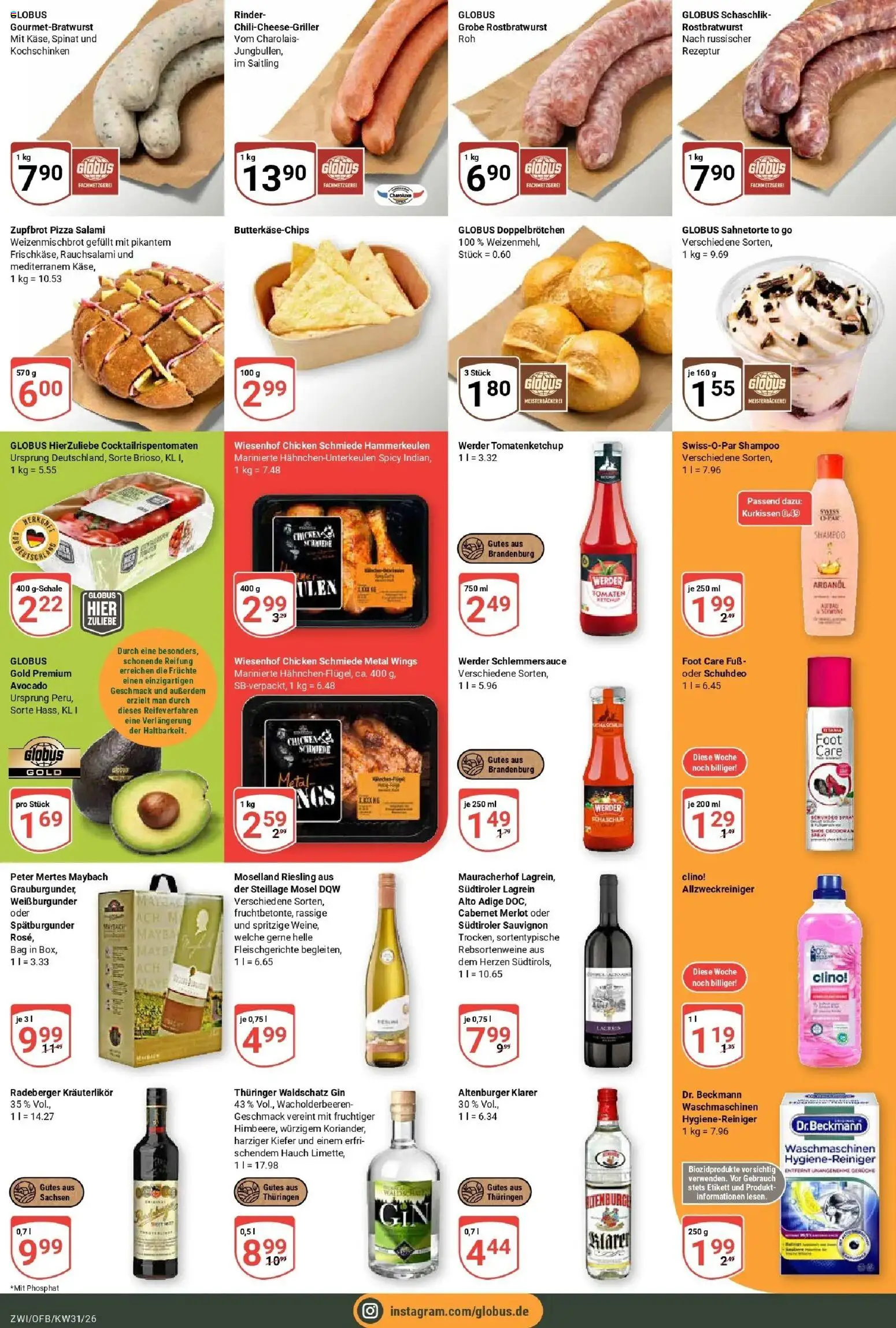 Globus Prospekt Zwickau – gültig ab 27.07.2026 | Seite: 4 | Produkte: Tomaten, Avocado, Salami, Gin
