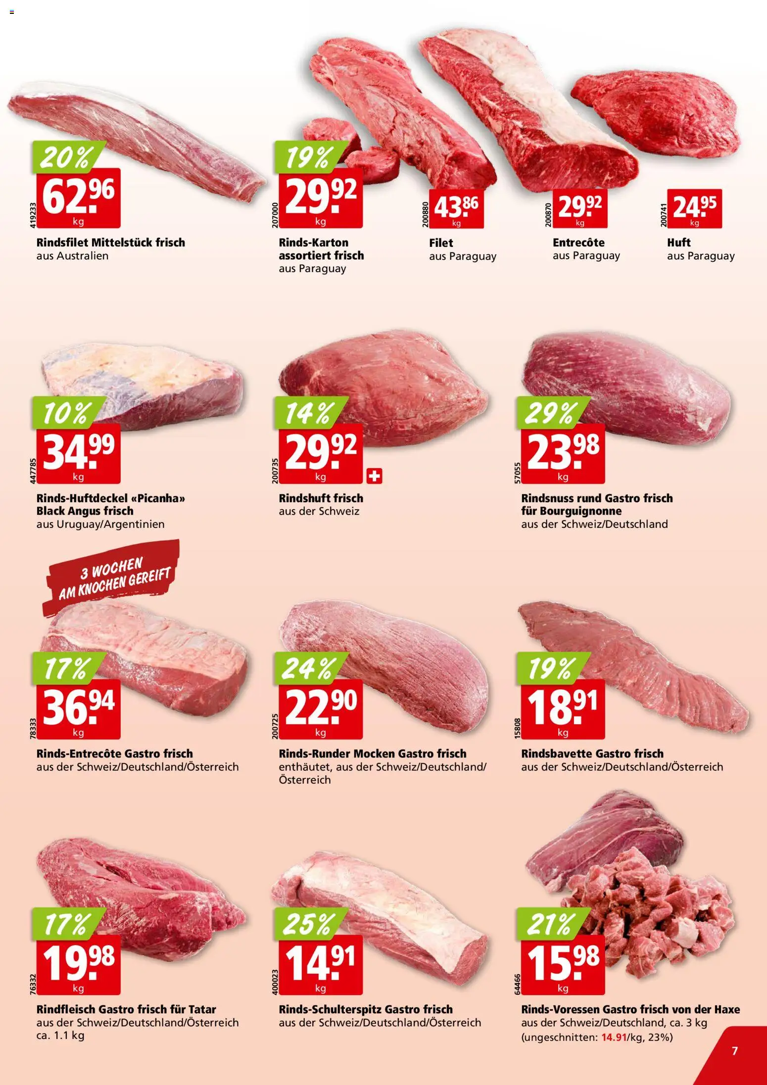Aligro aktionen Chavannes, Matran, Genf, Sitten – gültig ab 20.07.2026 | Seite: 7 | Produkte: Rindfleisch