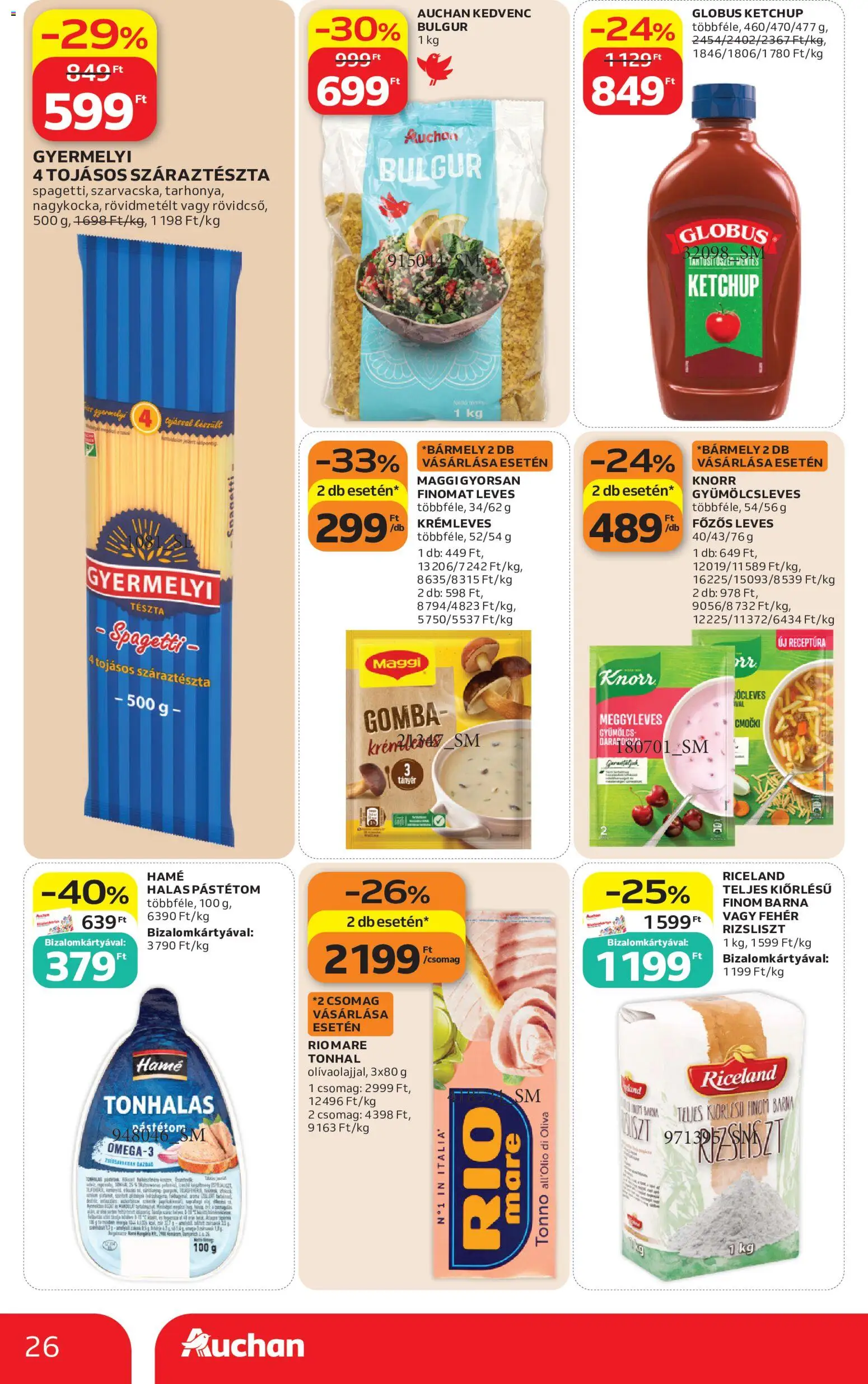 Auchan akciós ujság - amely érvényes a következő dátumtól: 21.05.2026 | Oldal: 26 | Termékek: Gyümölcs, Tányér, Bulgur, Tészta