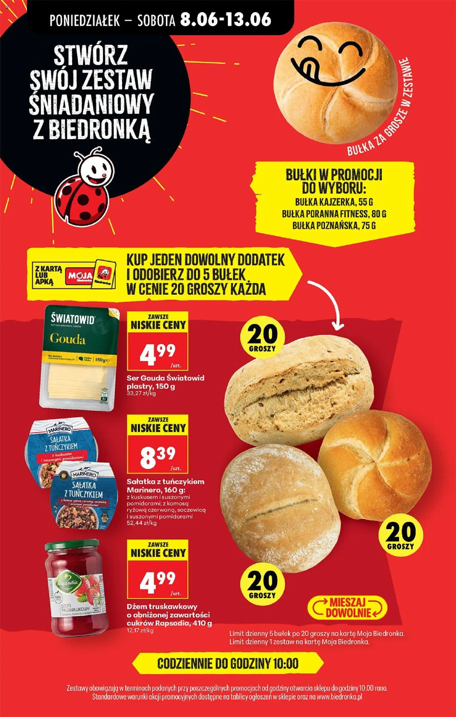 Biedronka gazetka od poniedziałku od 08.06.2026 | Strona: 45 | Produkty: Karta, Sałatka z tuńczykiem, Bułka, Soczewica