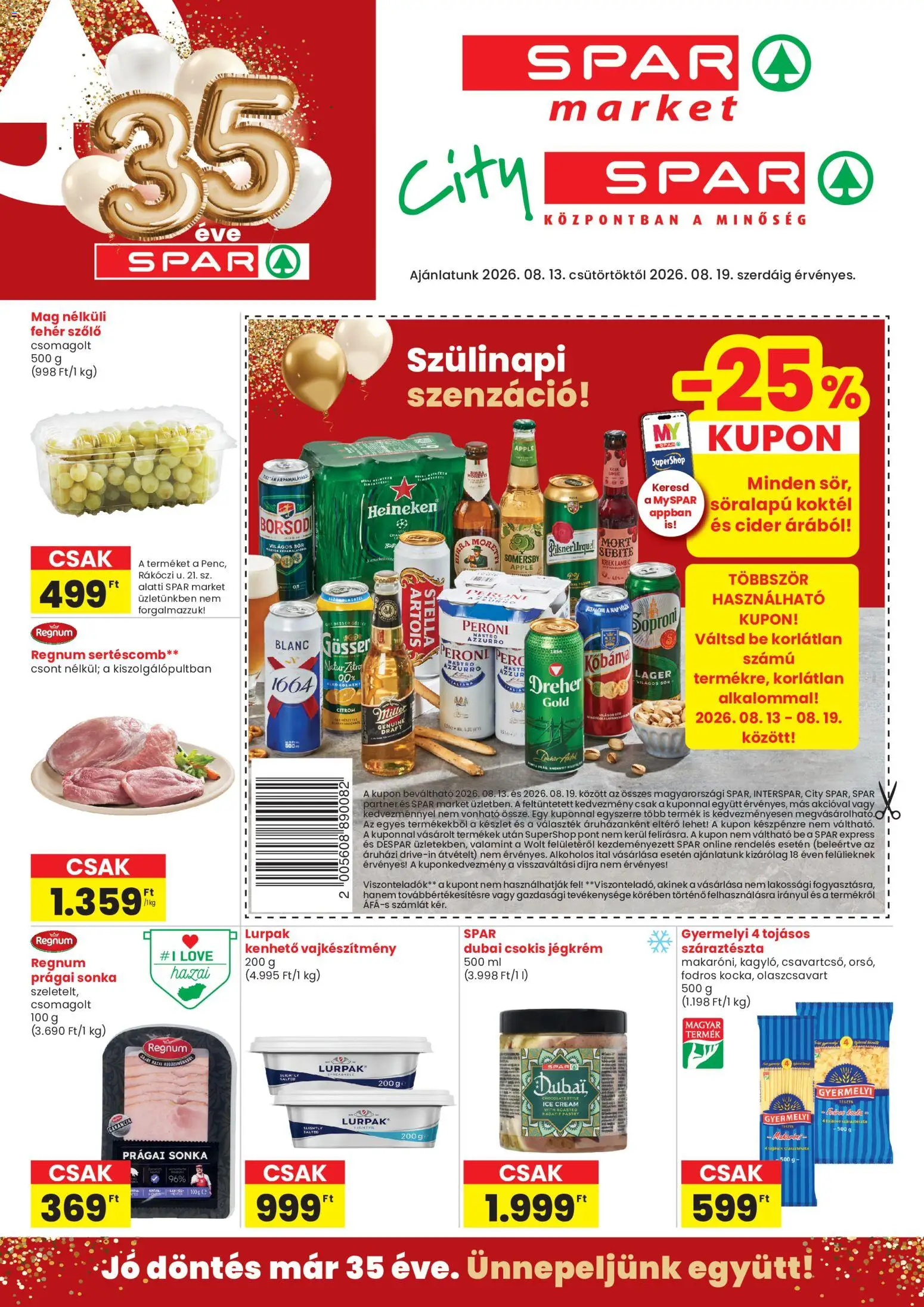 Spar akciós ujság - amely érvényes a következő dátumtól: 2026.08.13. | Oldal: 1