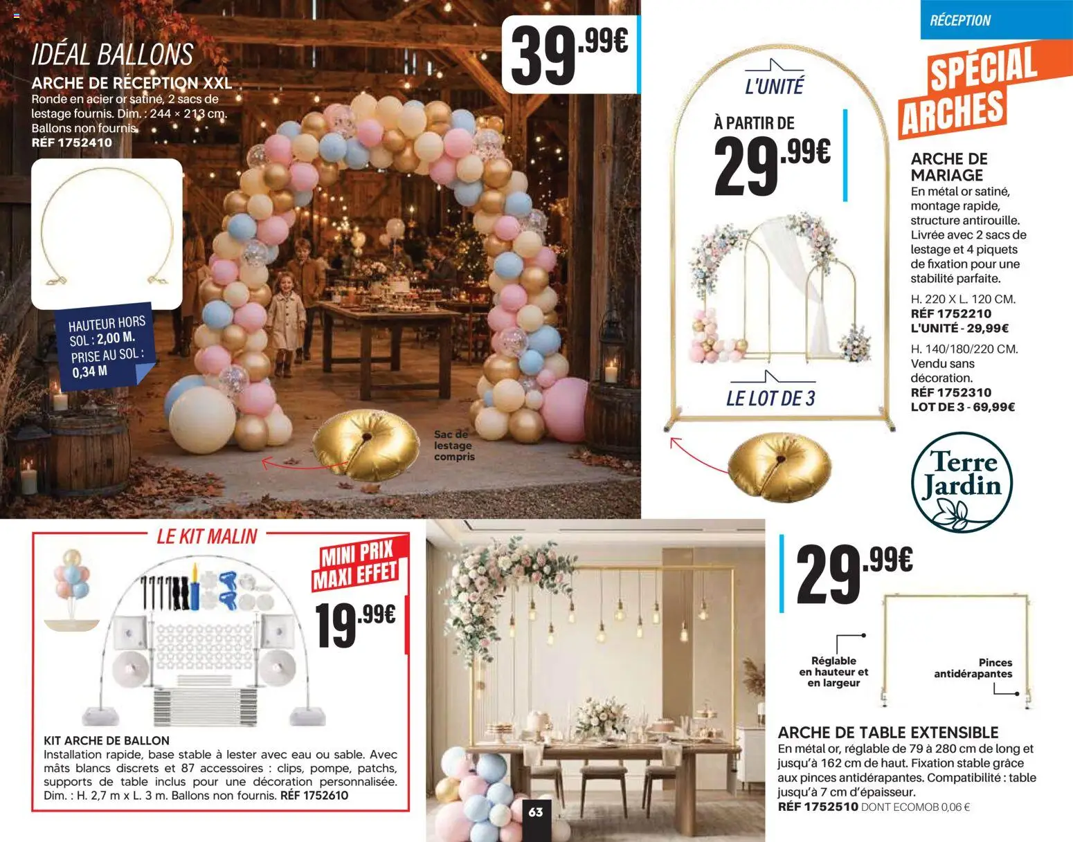 {H1} | Page: 63 | Produits: Arche de table, Ballon, Table, Prise