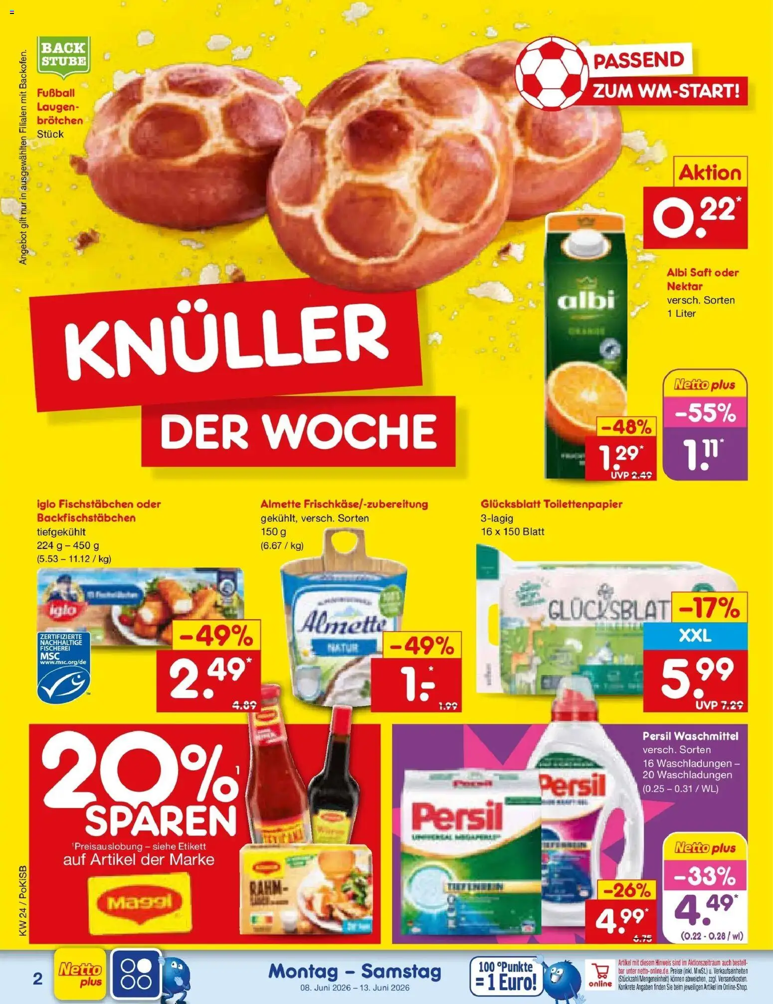 Netto Marken-Discount Prospekt Regensburg – gültig ab 08.06.2026 | Seite: 4 | Produkte: Almette, Fischstabchen, Waschmittel, Toilettenpapier