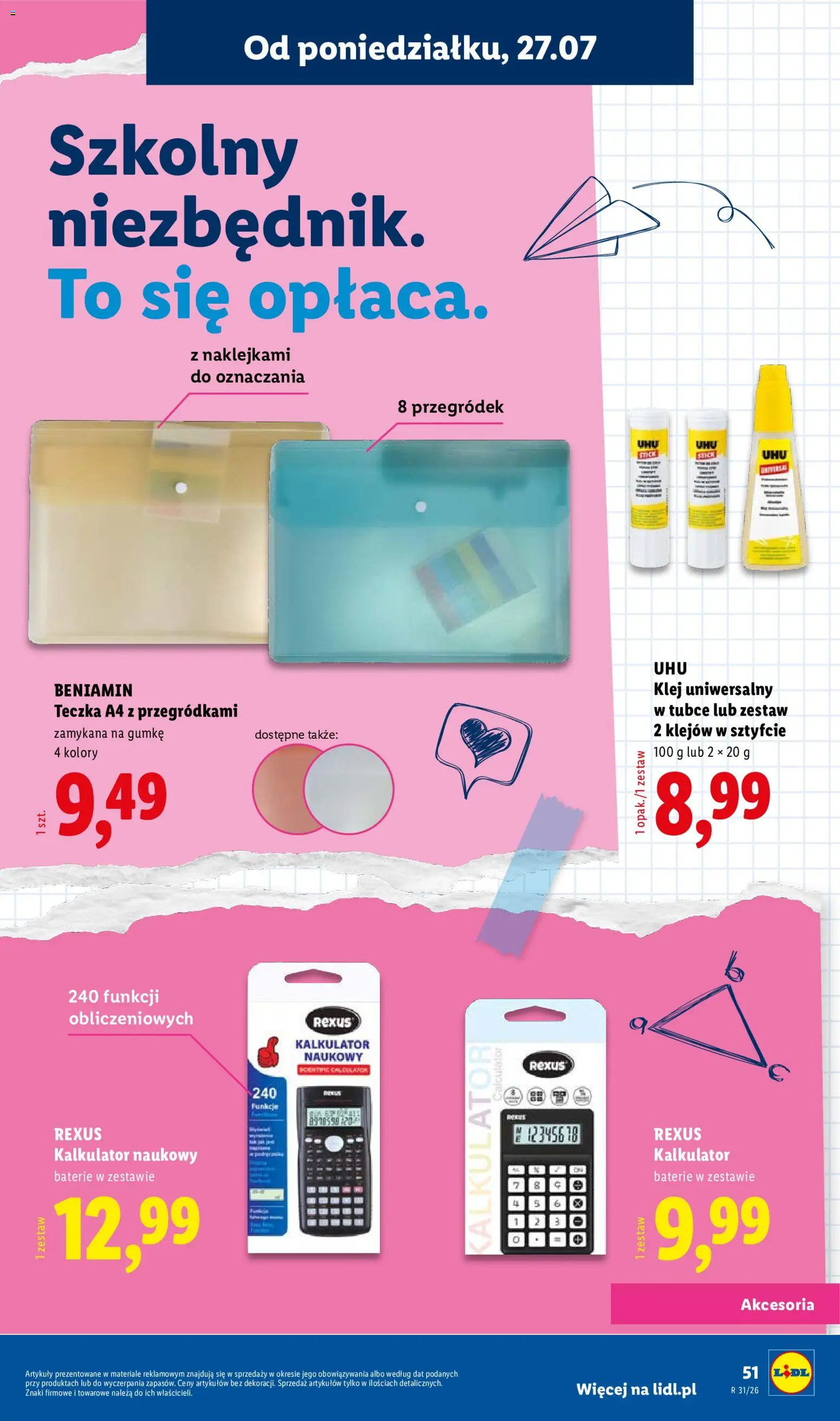 Lidl Katalog od 09.07.2026 | Strona: 51 | Produkty: Kalkulator, Baterie