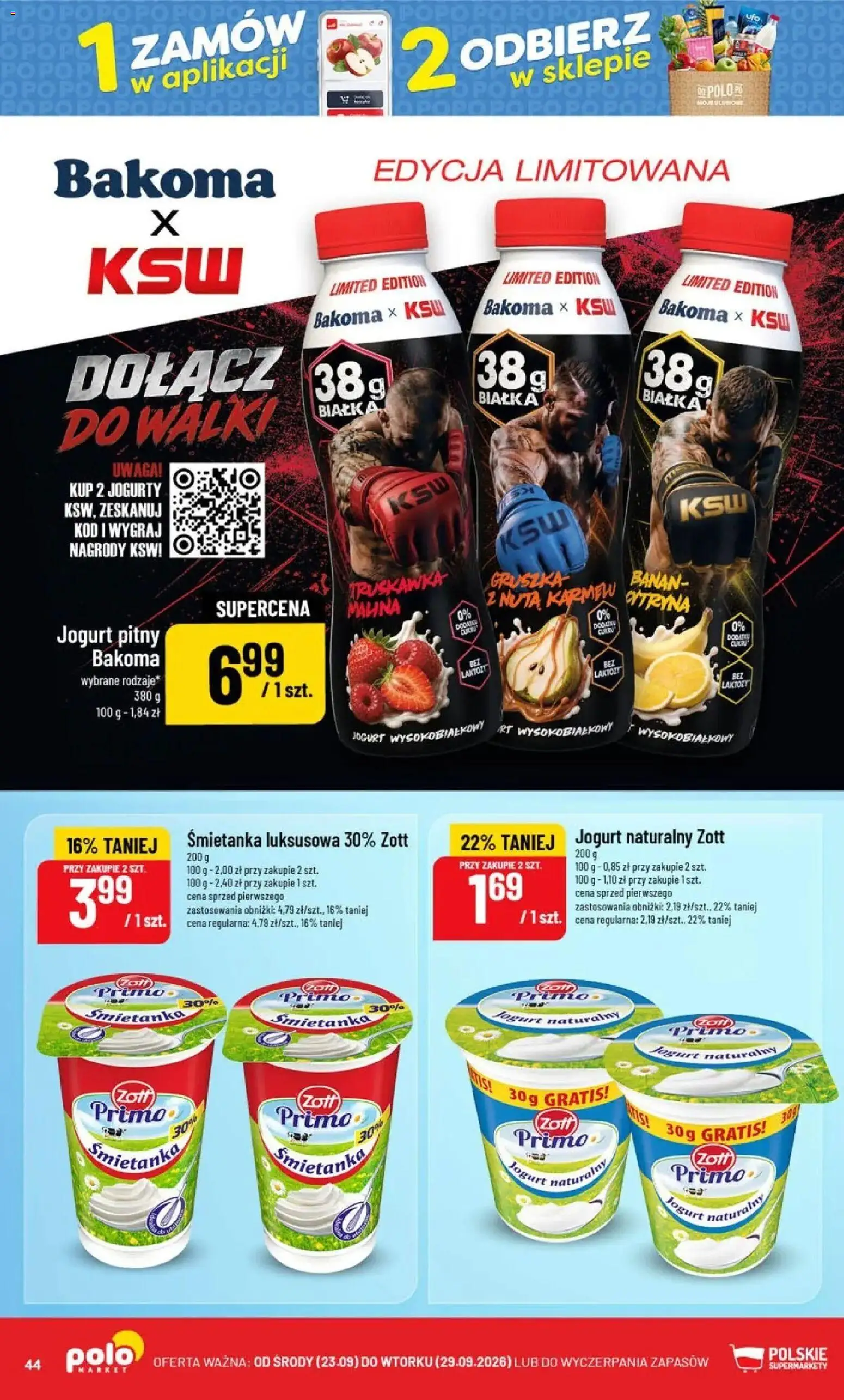 Nowa POLOmarket gazetka od jutra 23.09.2026 | Strona: 44 | Produkty: Malina, Jogurt pitny, Jogurt naturalny, Jogurt