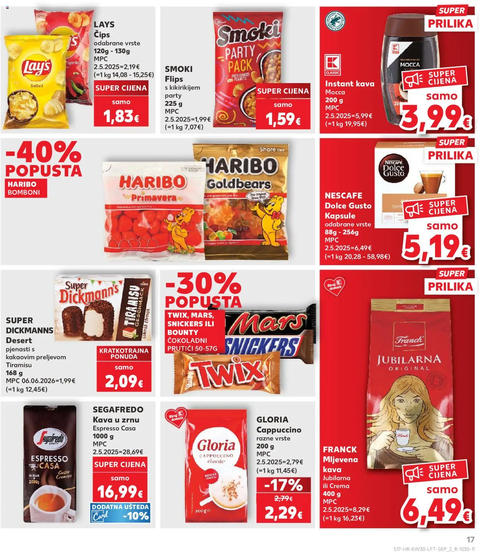 Kaufland HR akciós ujság - amely érvényes a következő dátumtól: 2026.07.22. | Oldal: 17 | Termékek: Cappuccino, Lé, Mars, Bounty