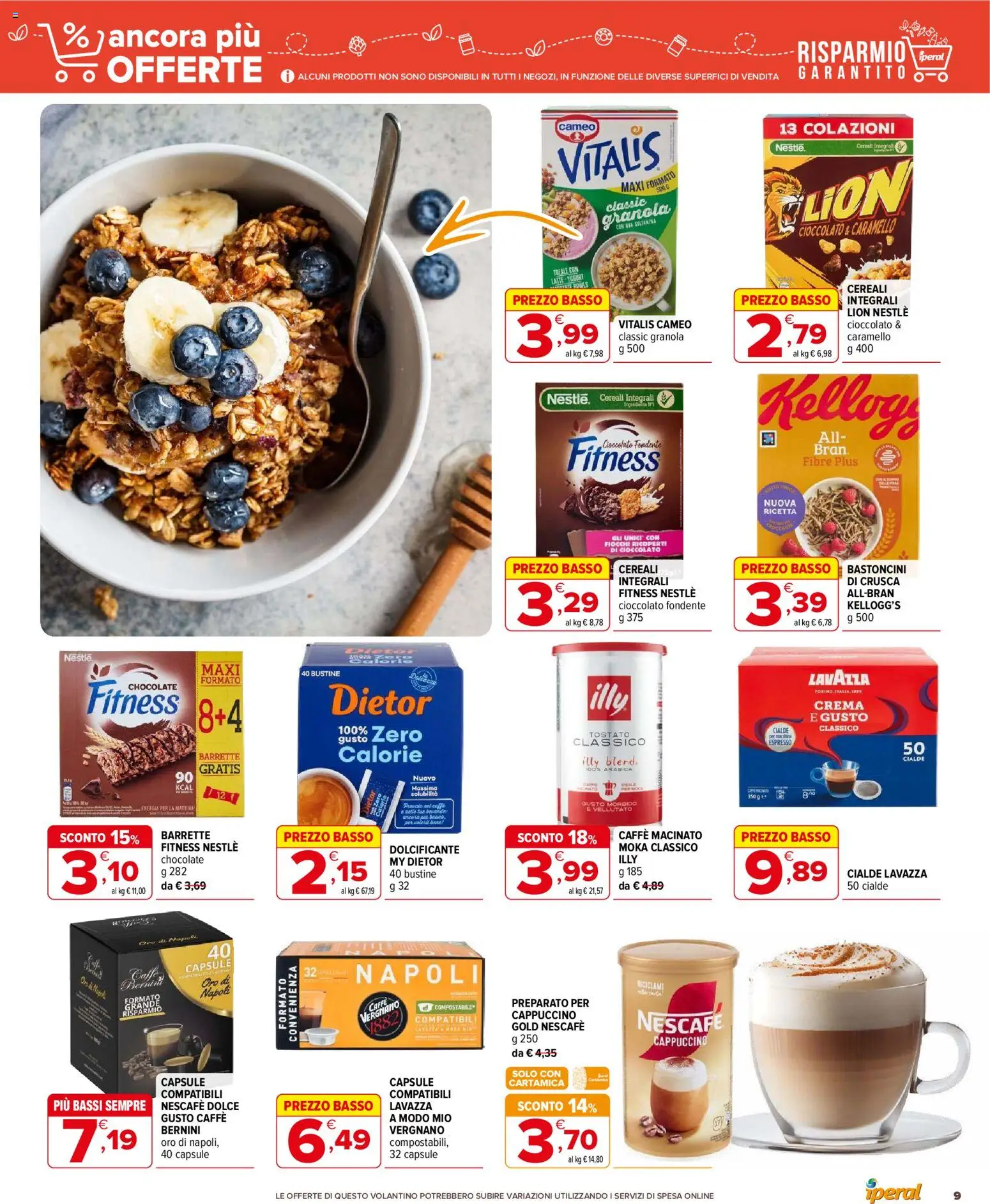 Volantino Iperal del 15/07/2026 | Pagina: 9 | Prodotti: Crema, Caffè, Cereali, Lavazza