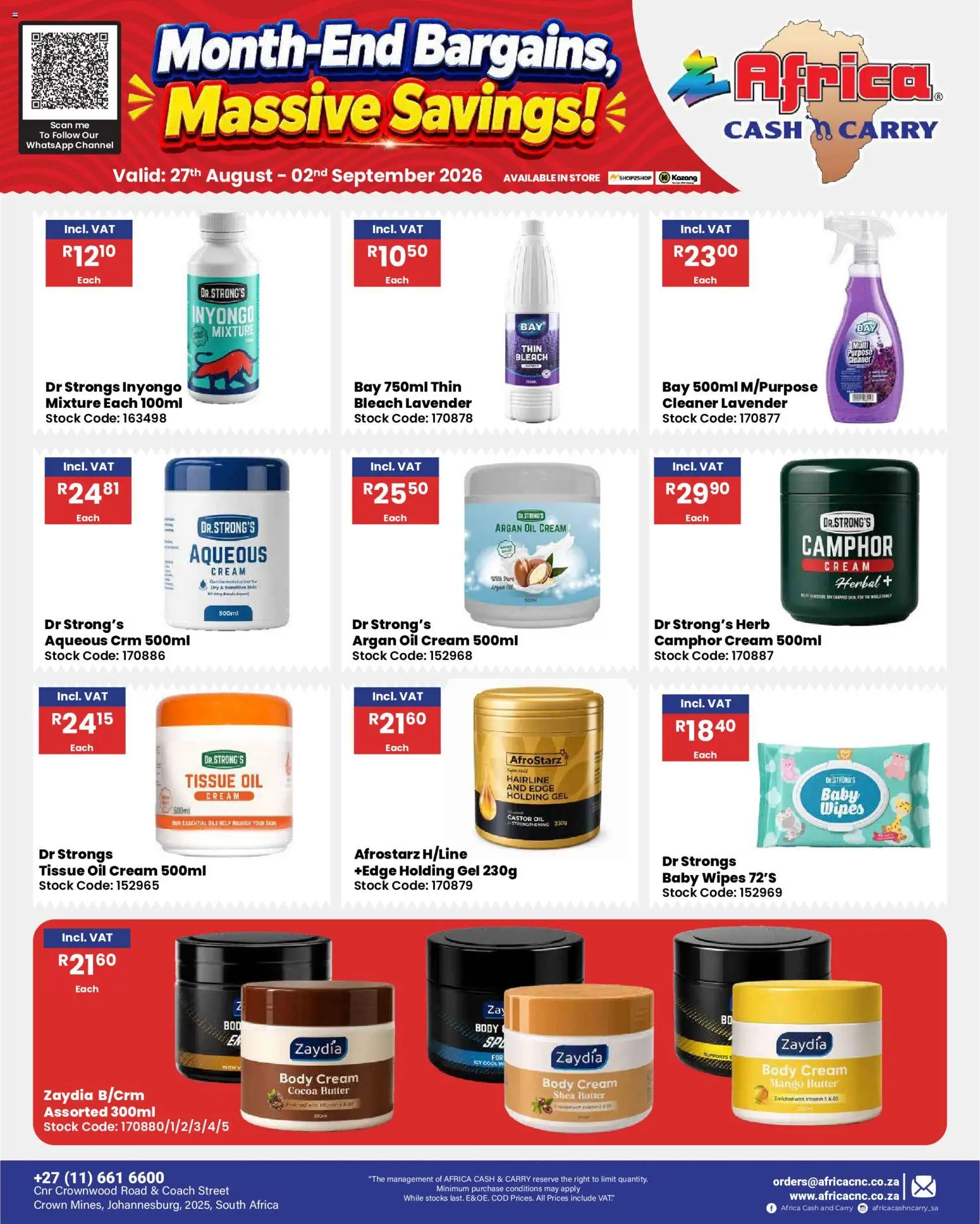 New Africa Cash & Carry catalogue – valid from 27/08/2026 | Page: 76 | Products: Cocoa, Butter, Oil, Stock