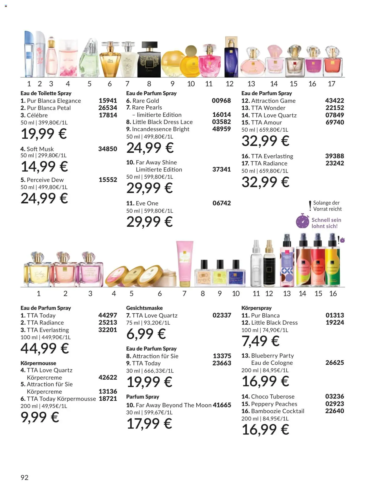 AVON Katalog Juli 2026 – gültig ab 01.07.2026 | Seite: 92 | Produkte: Toilette, Eau de Toilette, Gesichtsmaske, Körperspray