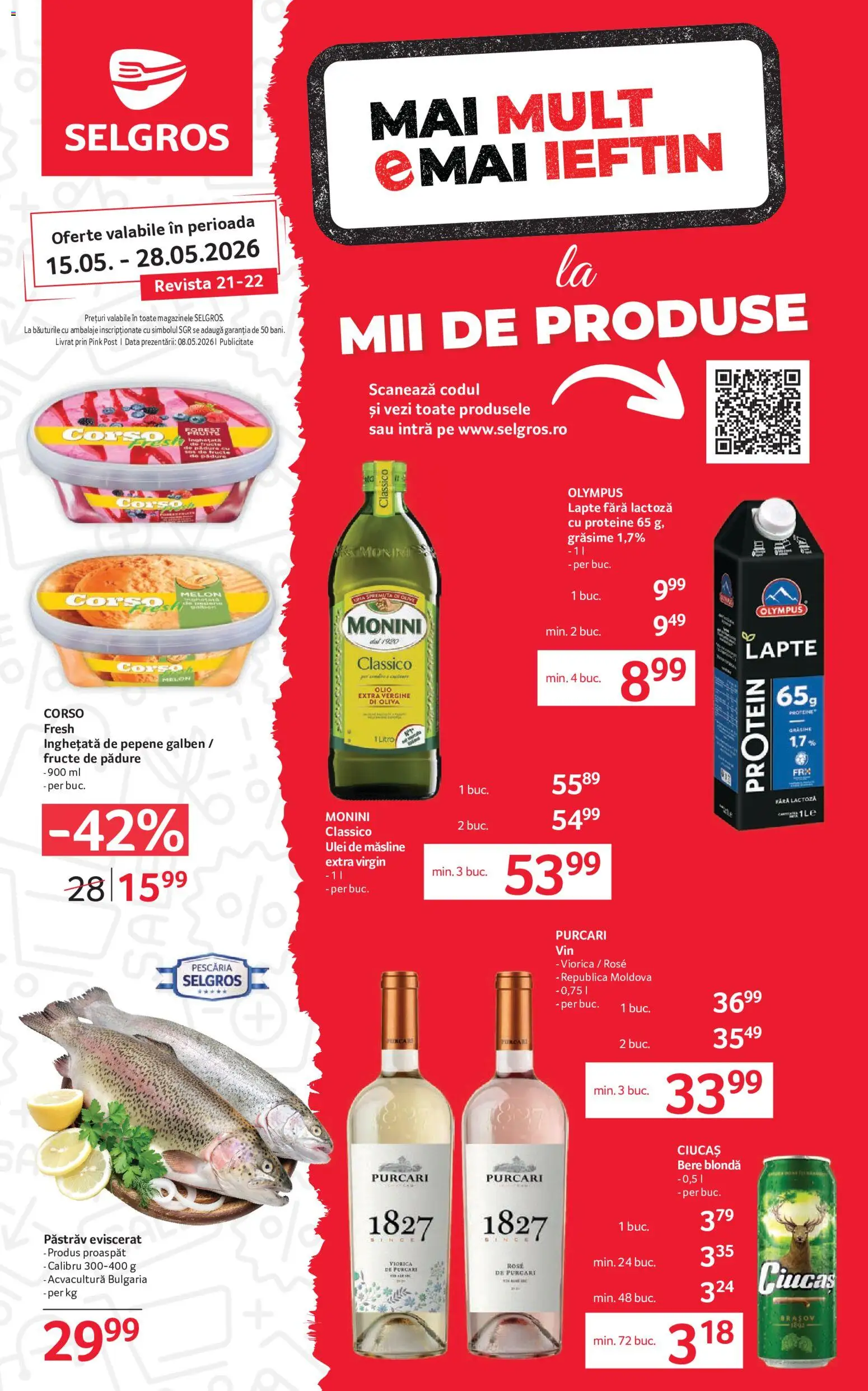 Noul catalog Selgros – valabil de la 15.05.2026 | Pagină: 1 | Produse: Masaüstü kılıfı, Măsline, Ulei, Înghețată