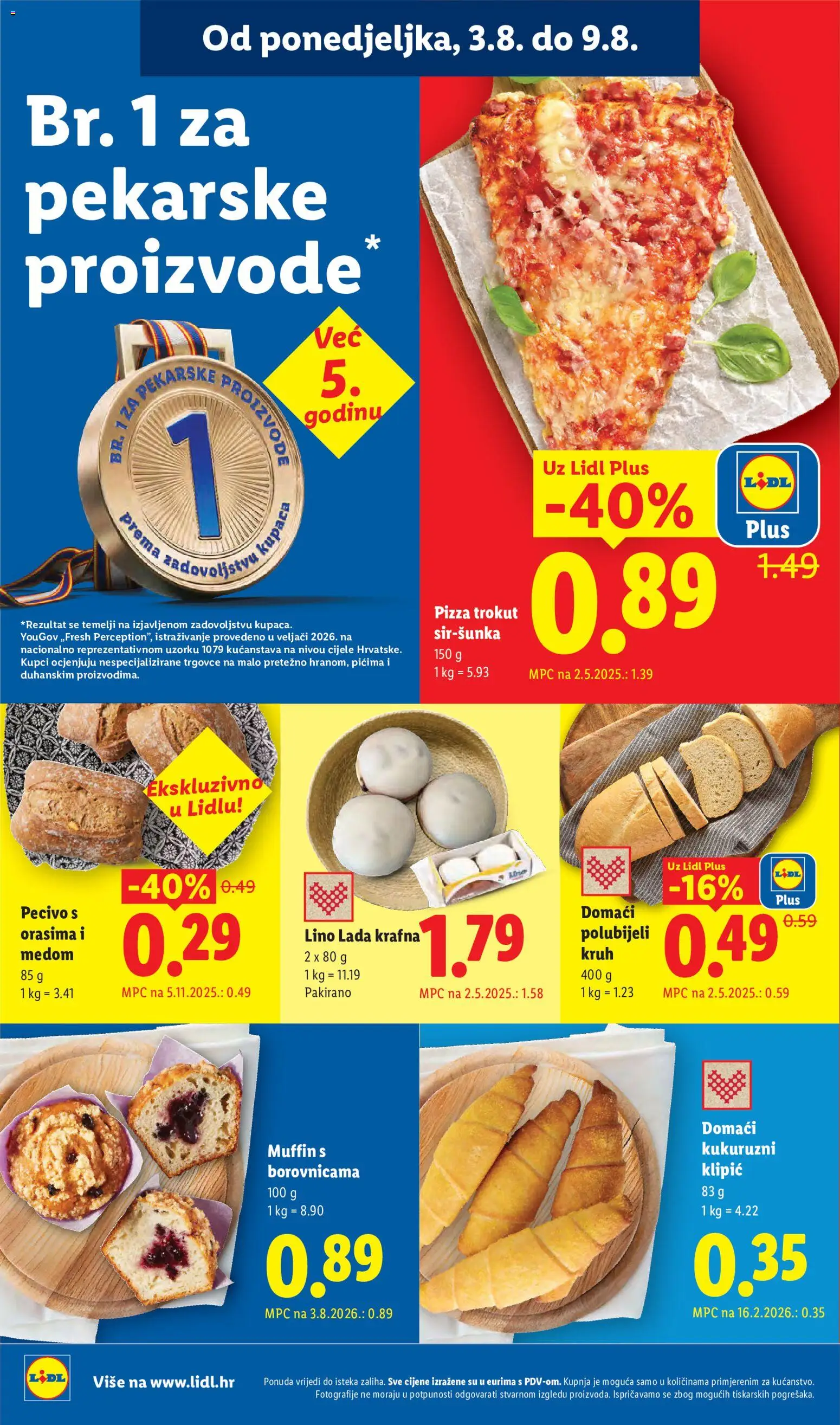 Lidl katalog | vrijedi od 03.08.2026 | Stranica: 4 | Proizvodi: Lino Lada, Kruh, Pizza, Krafna