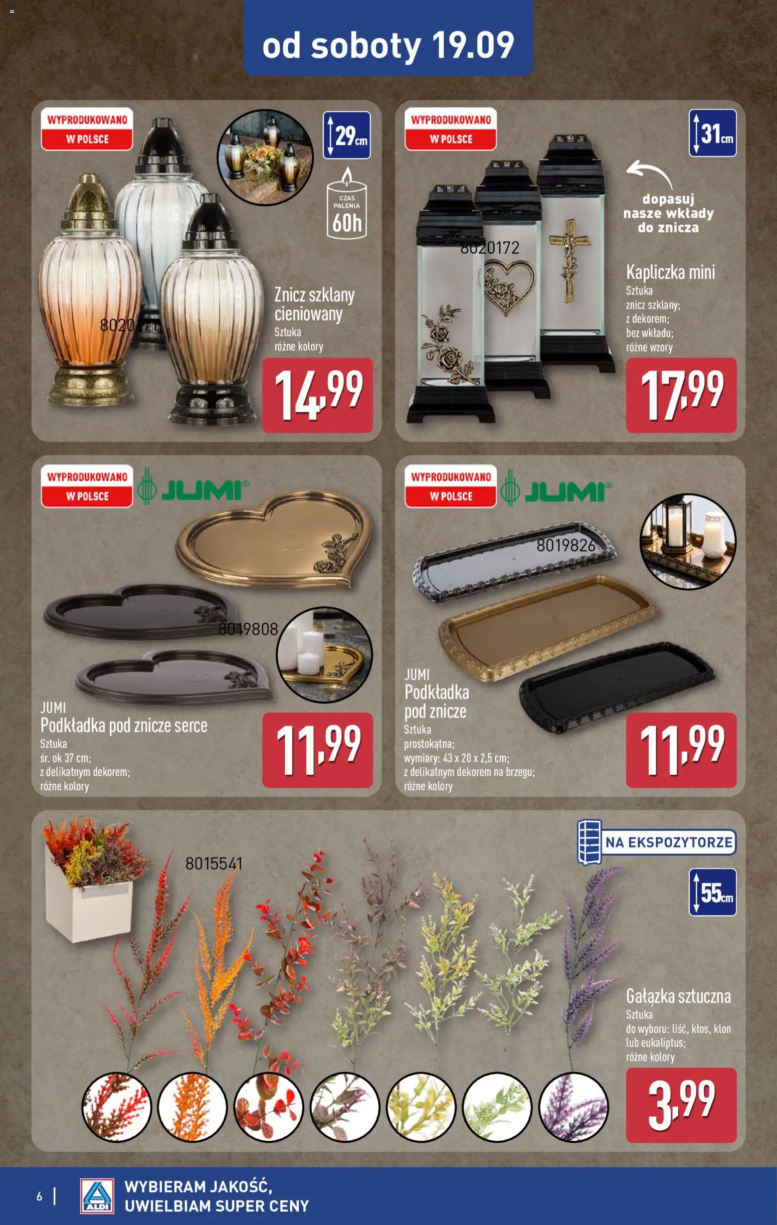 Aldi gazetka - Szeroka oferta zniczy w super cenach od 12.09.2026 | Strona: 6 | Produkty: Znicze