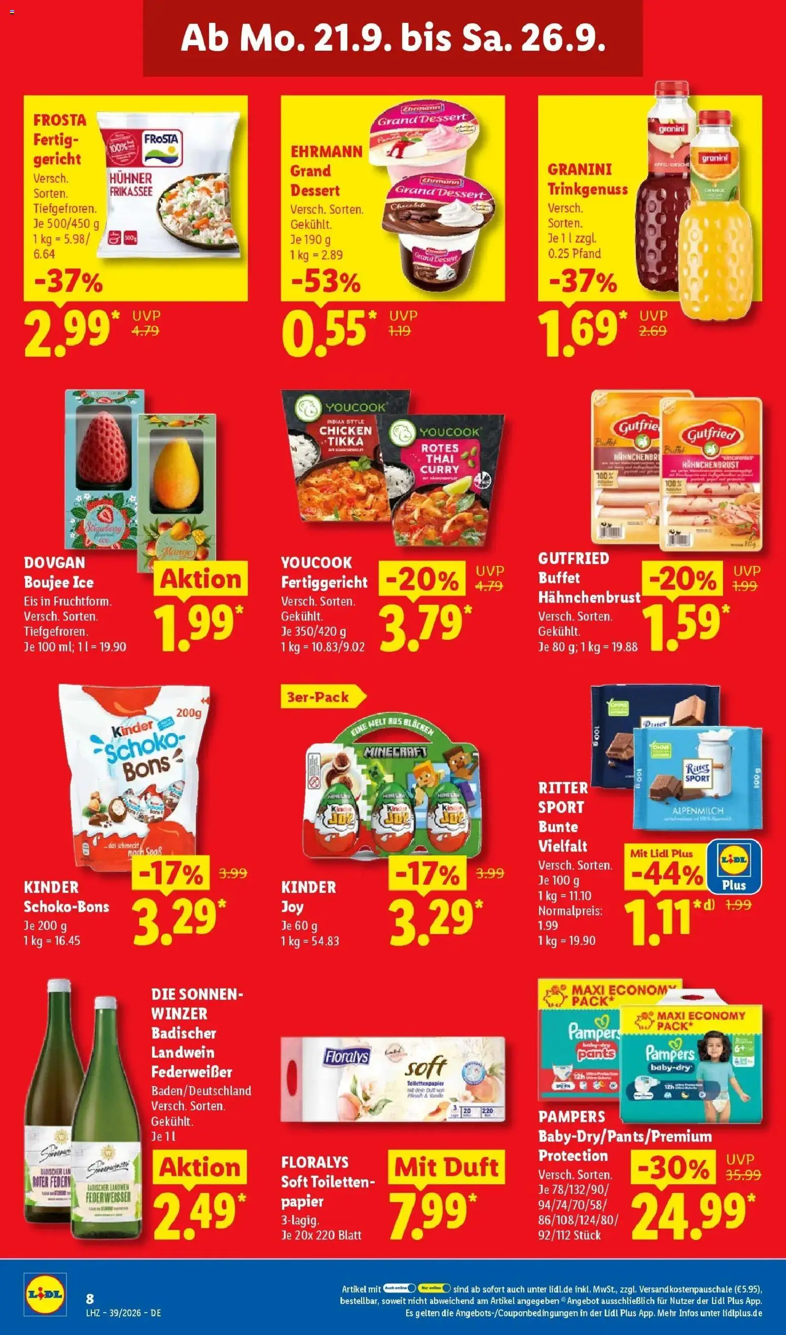 Lidl Prospekt Hof-innenstadt (ab 21.09.2026) zum Blättern » Angebote | Seite: 14 | Produkte: Youcook, Ritter sport, Duft, Kinder joy