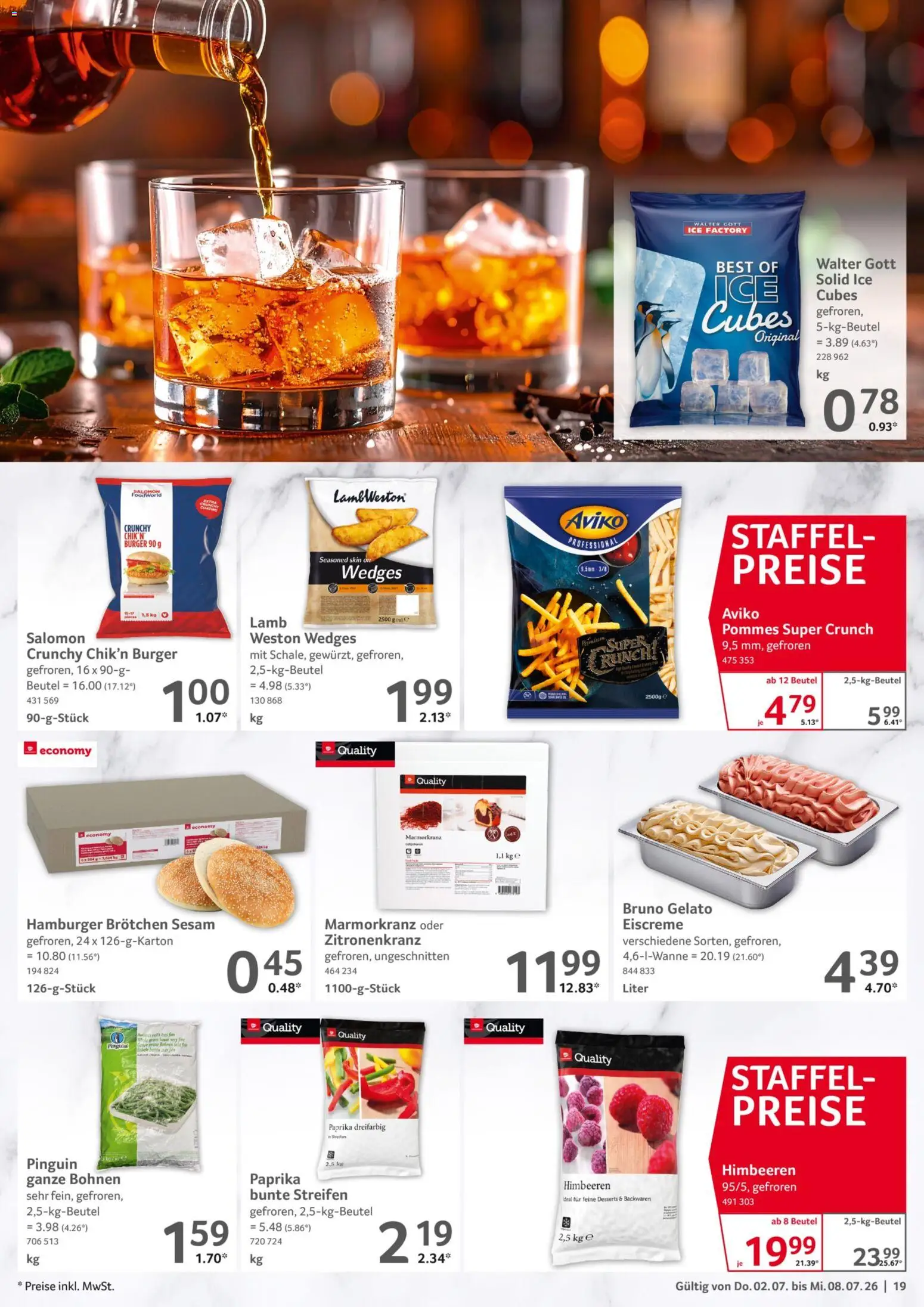 Selgros Prospekt – gültig ab 02.07.2026 | Seite: 19 | Produkte: Pommes, Burger, Eiscreme, Paprika