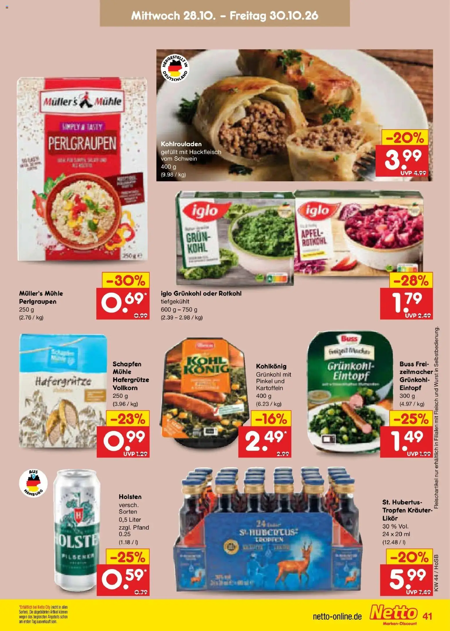 Netto Marken-Discount Prospekt Hannover – gültig ab 26.10.2026 | Seite: 55 | Produkte: Mühle, Rotkohl, Likör, Wurst