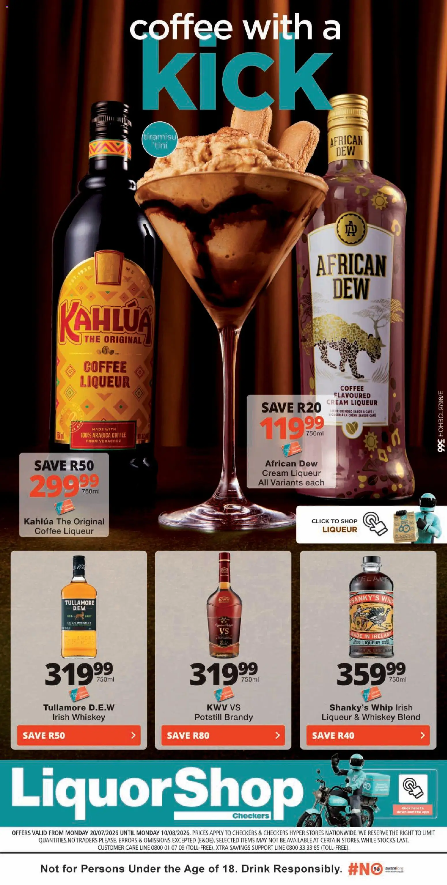 New Checkers catalogue – valid from 20/07/2026 | Page: 10 | Products: Brandy, Coffee, Cream, Whiskey