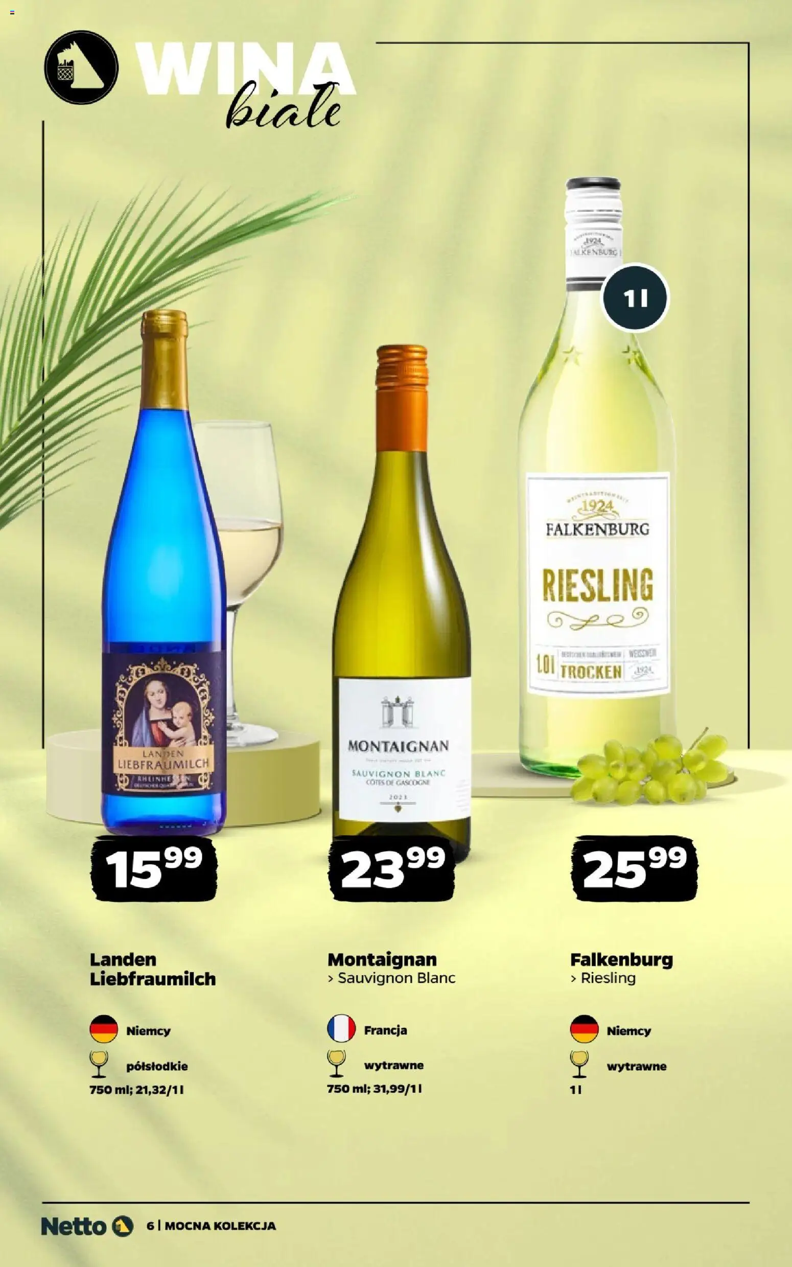 Netto gazetka - Wina od 31.08.2026 | Strona: 6 | Produkty: Liebfraumilch, Riesling, Wina białe, Sauvignon Blanc
