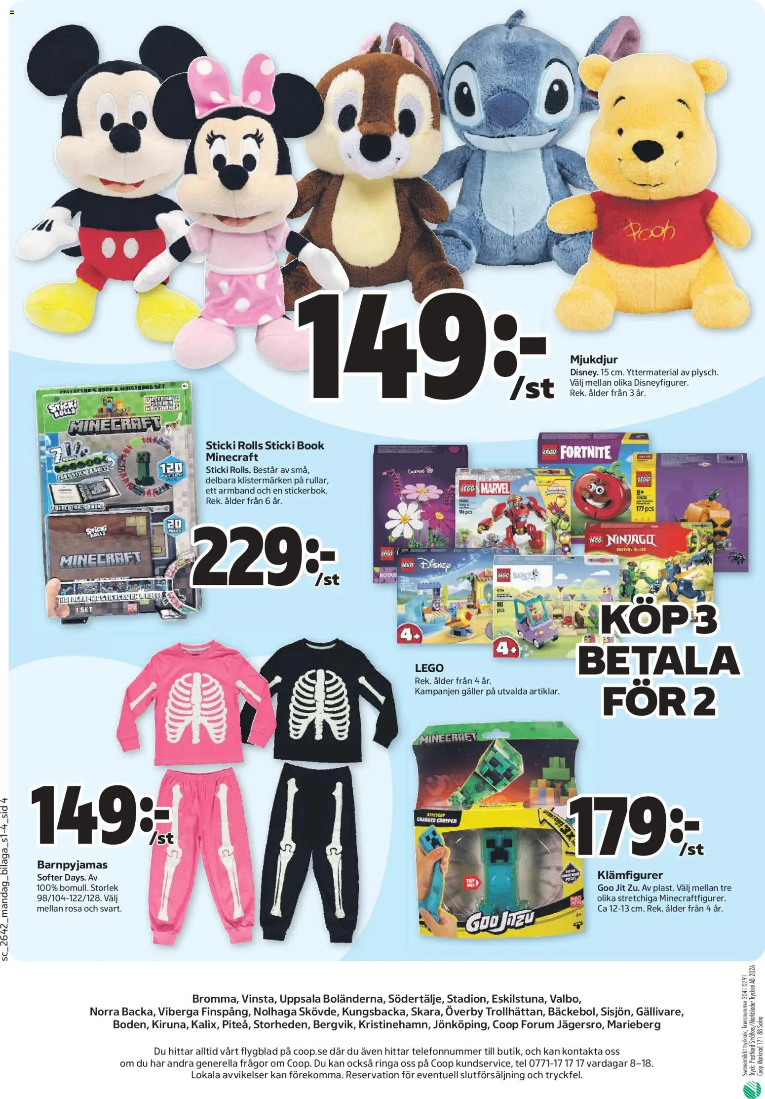 Stora Coop reklamblad aktuell från 12/10/2026 | Sida: 4 | Produkter: Barnpyjamas, LEGO, Galler, Armband
