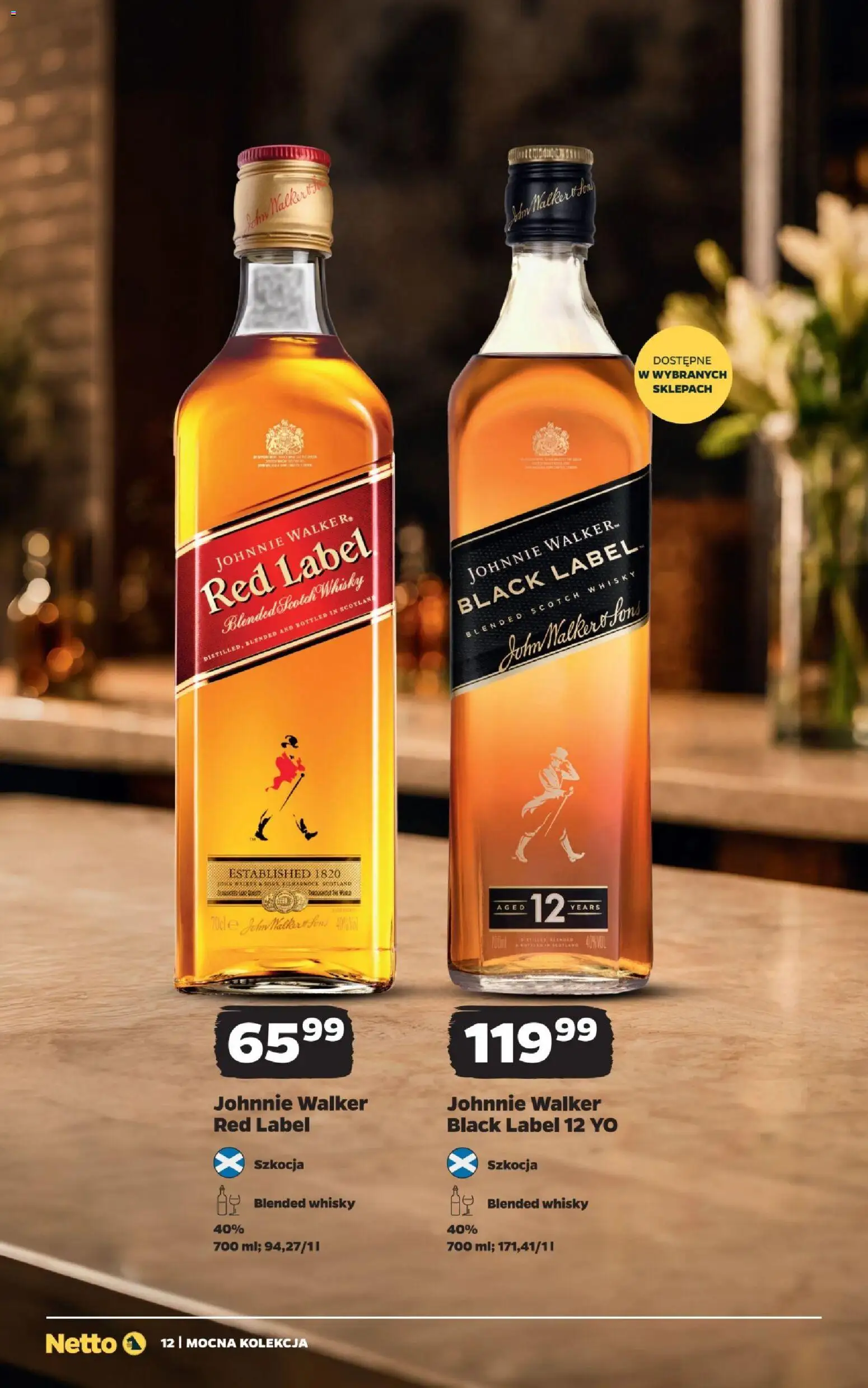 Netto gazetka - Mocne alkohole od 25.10.2026 | Strona: 12 | Produkty: Scotch whisky, Red label, Black Label, Whisky