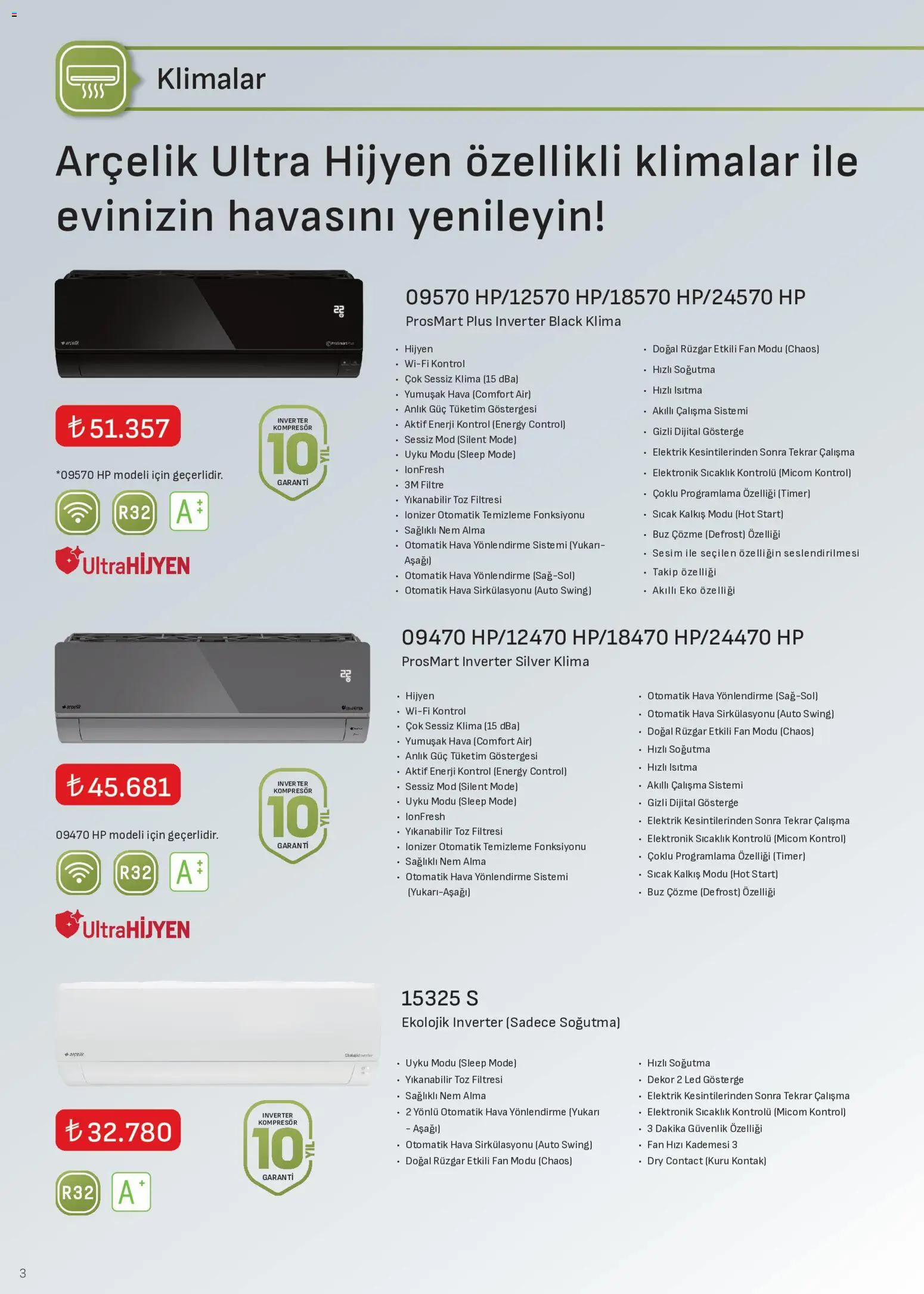 Arçelik - İklimlendirme Kataloğu - 16.05.2026 tarihinden itibaren geçerlidir | Sayfa: 3